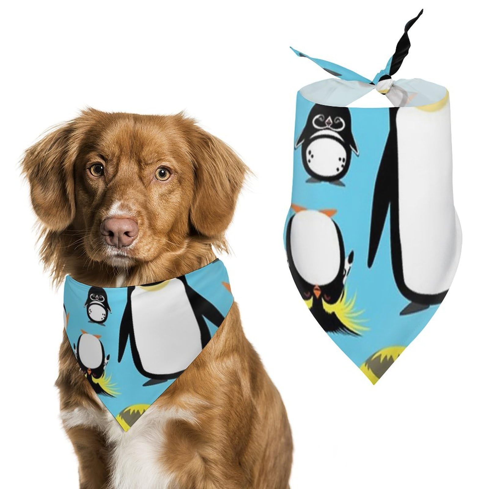 Cute Penguins Dog Bandanas - Soft Pet Scarf & Bib for Small Medium Large Dogs - Christmas Thanksgiving Holiday Gift for Pets - Perfect for Parties, Photos & Seasonal Celebrations