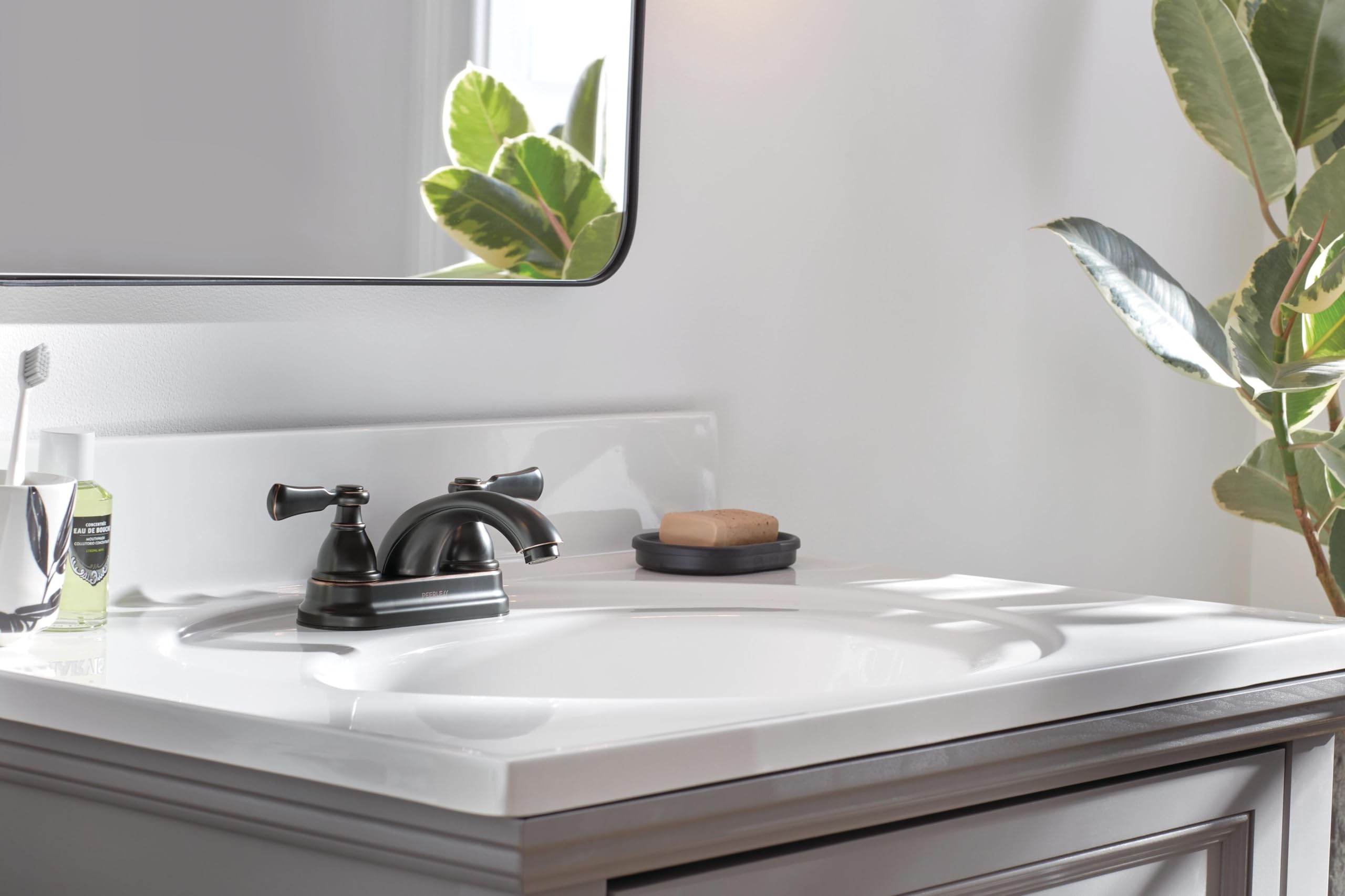 Peerless P2465LF-OB Oil Rubbed Bronze Two-Handle Centerset Bathroom Faucet for Vanity Sink - Perfect for Modern Bathroom Renovations and Home Upgrades