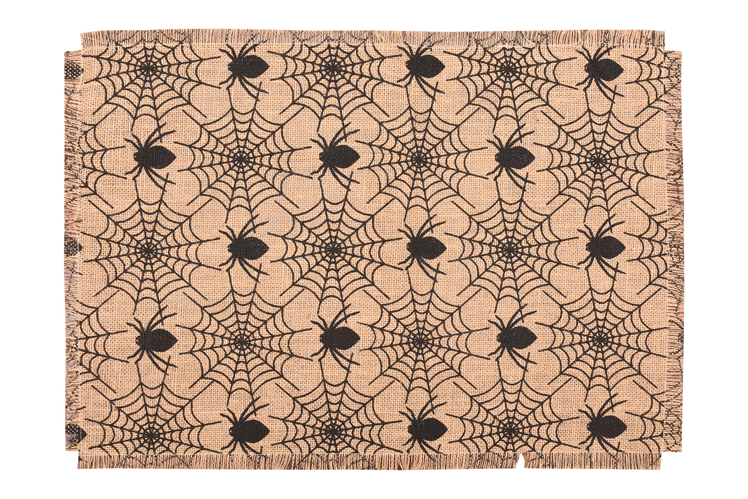 Eco-Friendly Jute Printed Placemats Set of 6 - Spider Design for Dining Table Decor | Perfect for Thanksgiving, Christmas Dinner & Home Decor