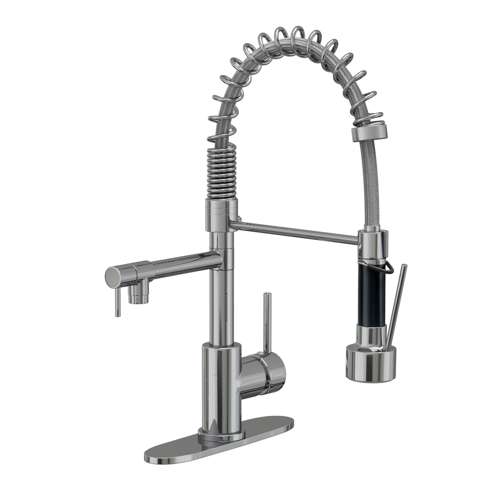 Commercial Grade Pull Down Kitchen Faucet with Sprayer - Single Handle Modern Spring Copper Design for Sink - Chrome Finish - Perfect for Restaurant, Home & Industrial Kitchen Use