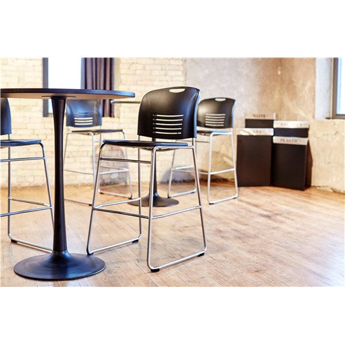 Safco Vy Plastic Bistro Height Sled Base Chair 4295 - Lightweight Stackable Bar Stool for Kitchen, Cafe & Restaurant Dining - Perfect for Home, Office & Commercial Use