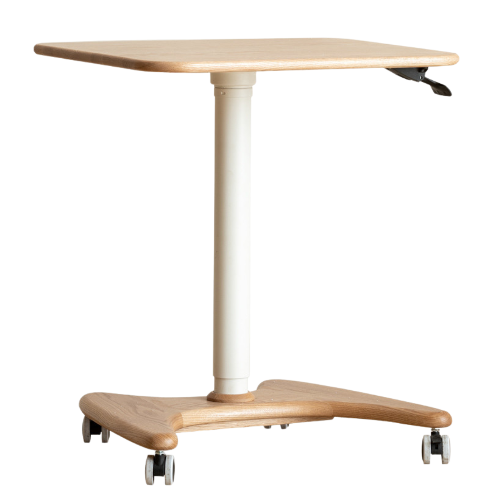 Solid Oak & Ash Wood Adjustable Height Standing Desk - Ergonomic Mobile Workstation for Home Office, Study & Workspace