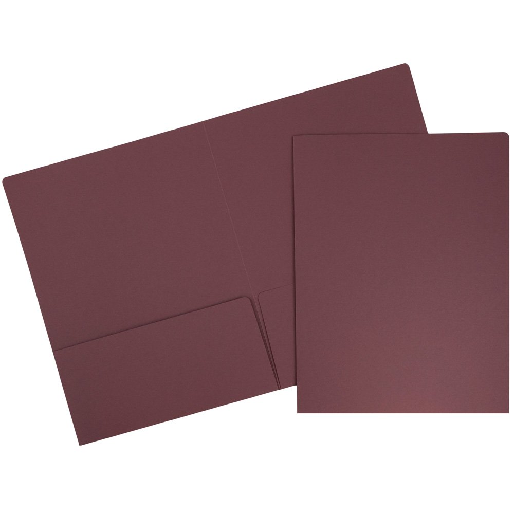 Premium Matte Cardstock Twin Pocket Folders - Burgundy - Bulk 50/Box - Durable Office & School Supplies for Organizing Documents, Presentations & Projects