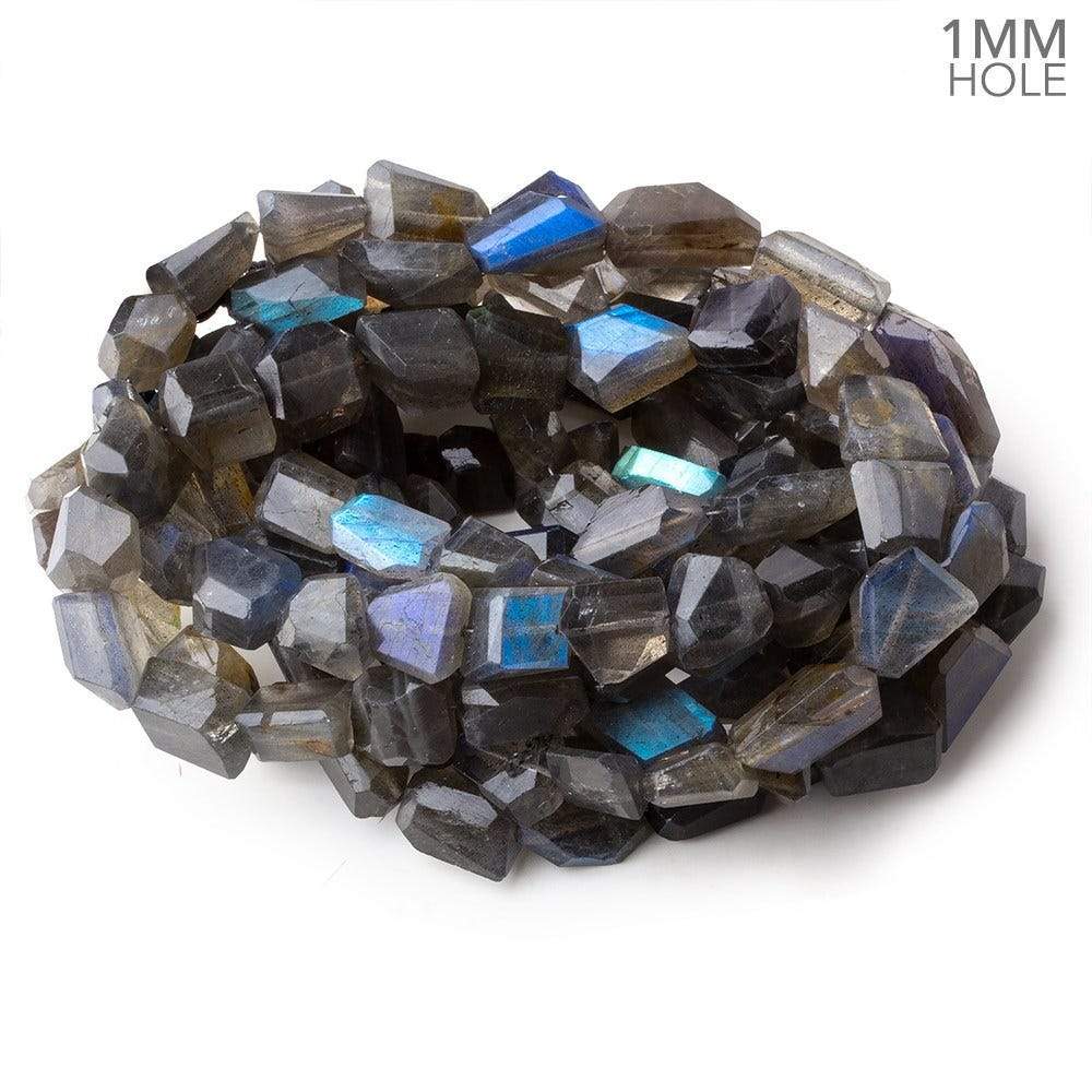 12x6mm & 15x8mm Labradorite Faceted Nugget Beads - 16 Inch Strand (30 Pieces) with 1mm Hole - Perfect for Jewelry Making, DIY Bracelets & Necklaces