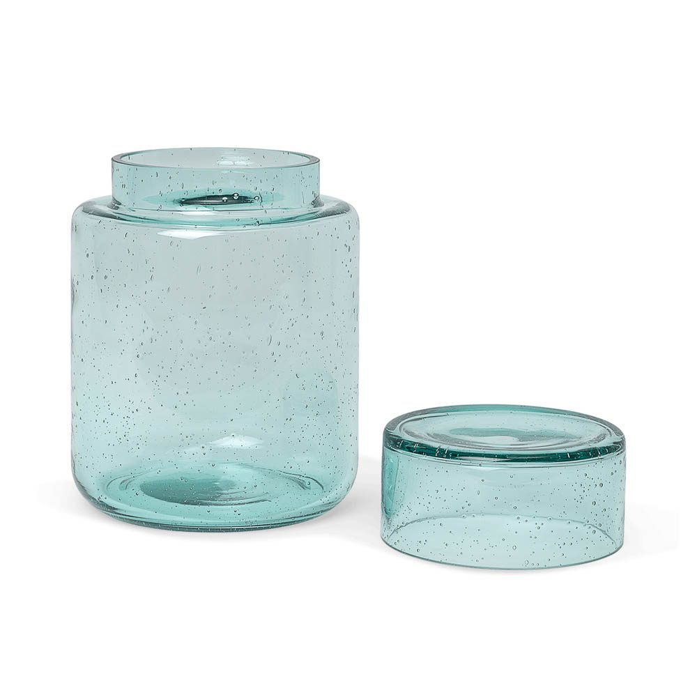 FERM LIVING Oli Recycled Glass Container - Eco-Friendly Storage Jar for Kitchen, Bathroom & Office Organization | Perfect for Spices, Cotton Balls & Desk Supplies