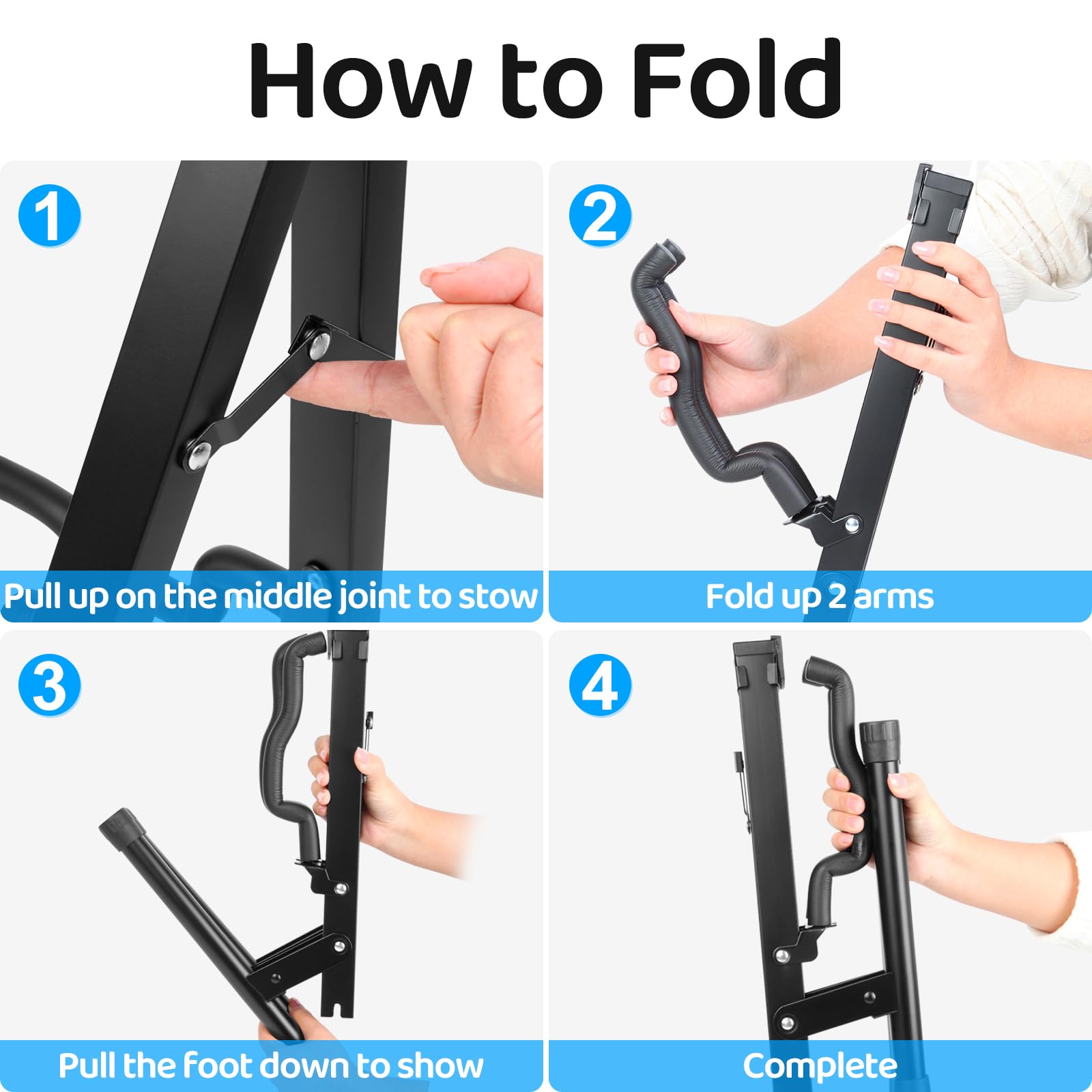 Foldable Guitar Stand - Non-Slip Rubber & Foam Arm for Acoustic, Electric, Bass, Ukulele, Banjo - Perfect for Home, Studio & Stage Use