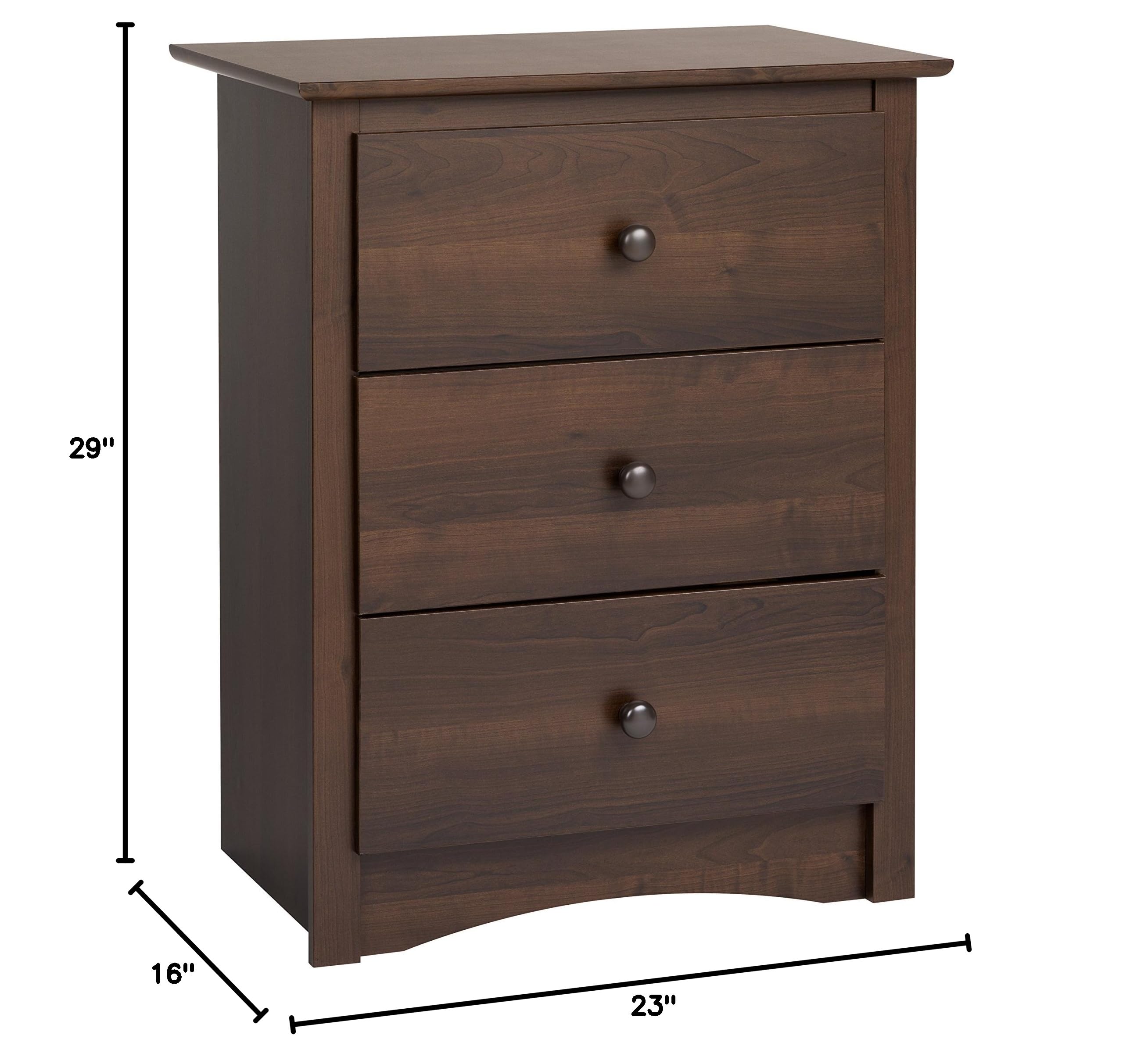 Prepac Sonoma Traditional Tall Nightstand and 5-Drawer Chest - Espresso Finish - Solid Wood Bedroom Furniture for Storage & Organization - Perfect for Master Bedroom, Guest Room or Apartment