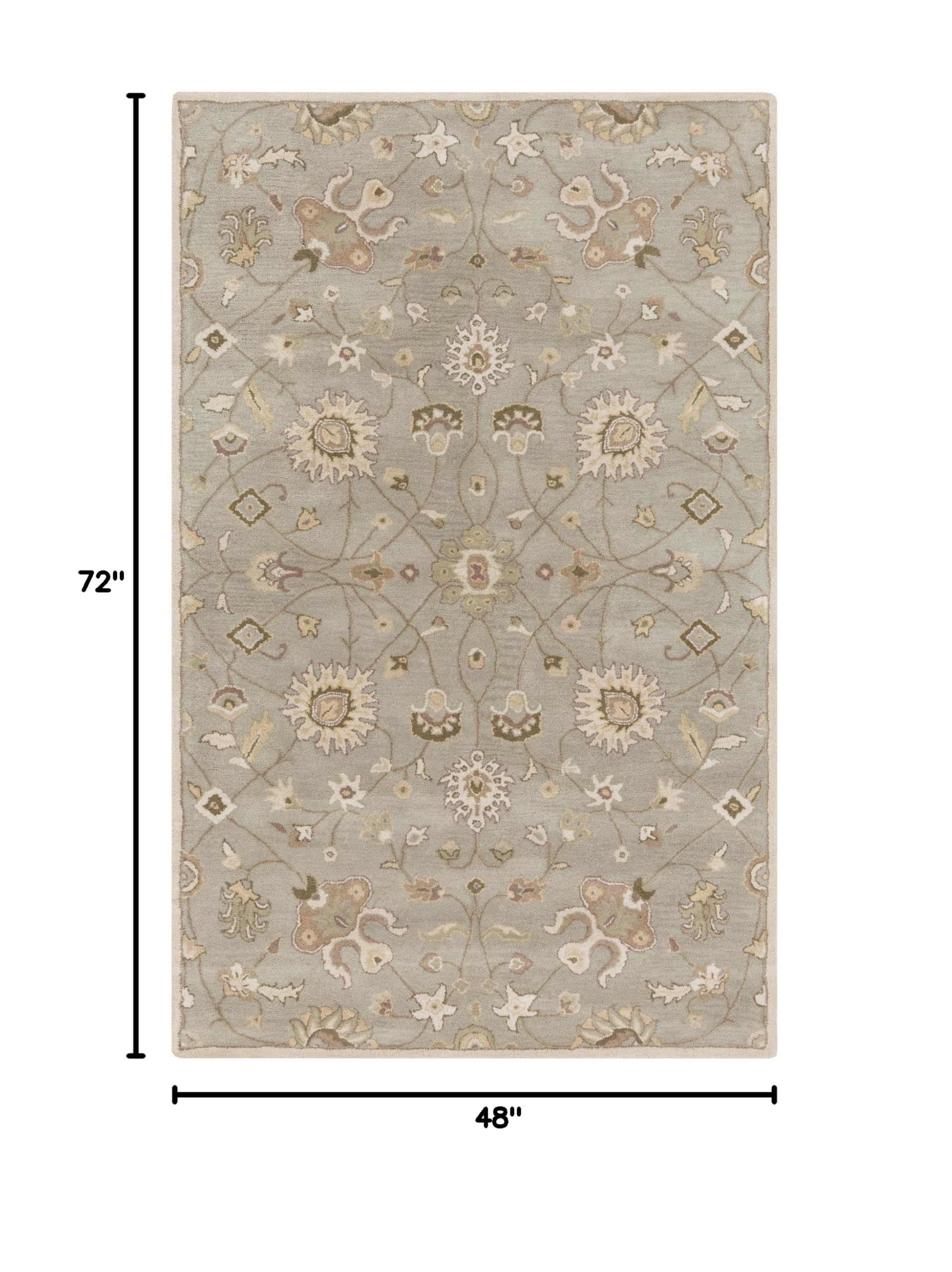 Art of Knot Albi Area Rug 4' x 6' - Handmade Bohemian Rug in Khaki, Gray, Green & Mauve - Perfect for Living Room, Bedroom & Boho Decor