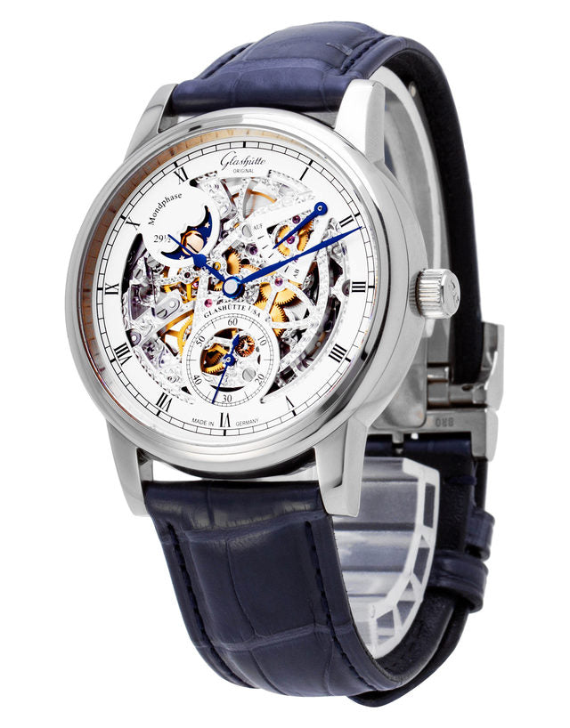 Glashutte Original Senator Moon Phase Skeletonized White Gold Men's Watch - Luxury Dress Watch for Business & Formal Occasions
