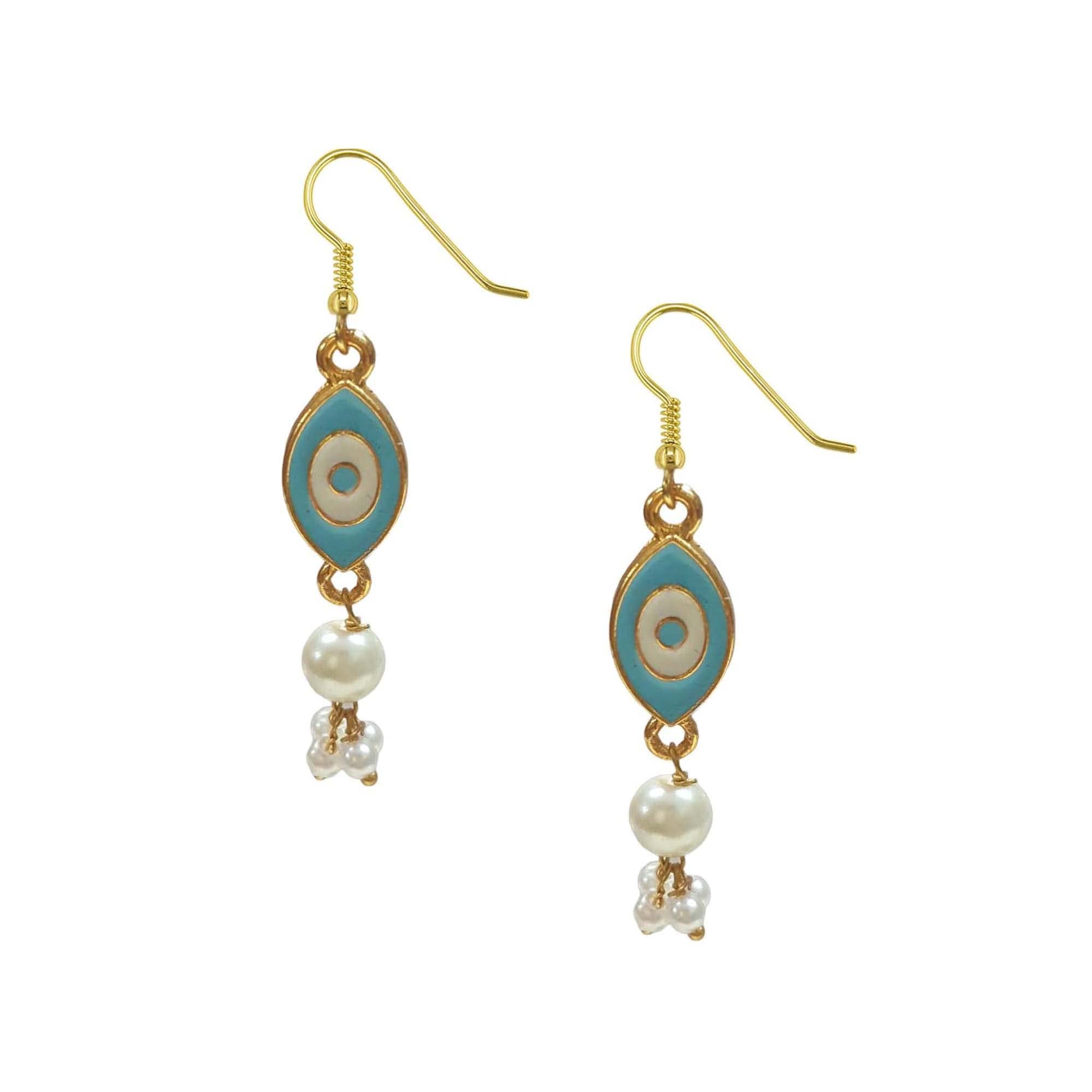 Evil Eye Dangler Earrings for Women & Girls | Protection Jewelry with Hook Design | Perfect for Parties, Weddings & Everyday Wear (KTC-2703)