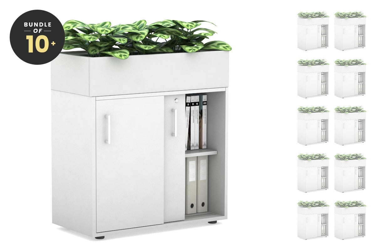 Modern Uniform Credenza with Planter Box - 800W x 975H x 428D - Stylish Storage Cabinet for Home Office, Living Room & Entryway Decor