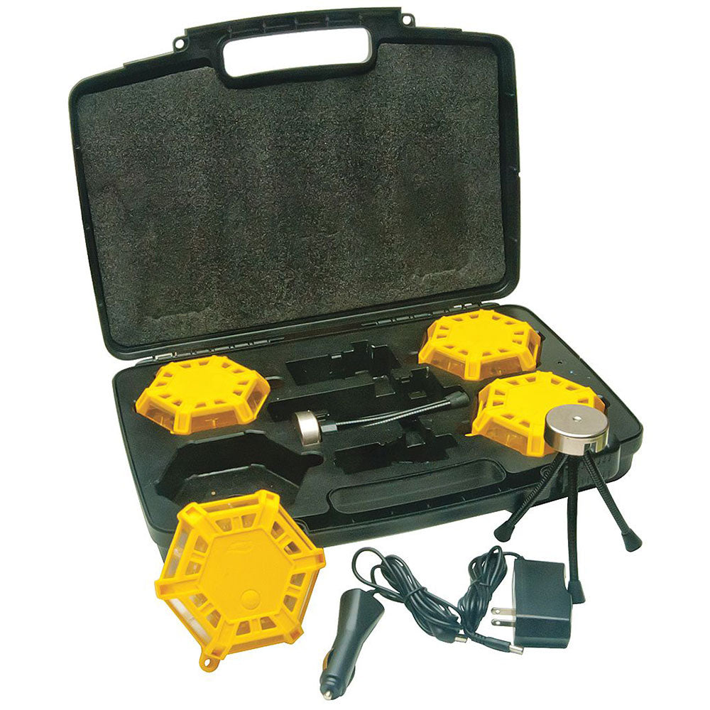 Aervoe 1167 Super Road Flare Kit with Amber LEDs - High Visibility Safety Flares for Emergency Roadside, Vehicle Breakdowns & Hazard Warning - Ideal for Trucks, Cars & Construction Sites