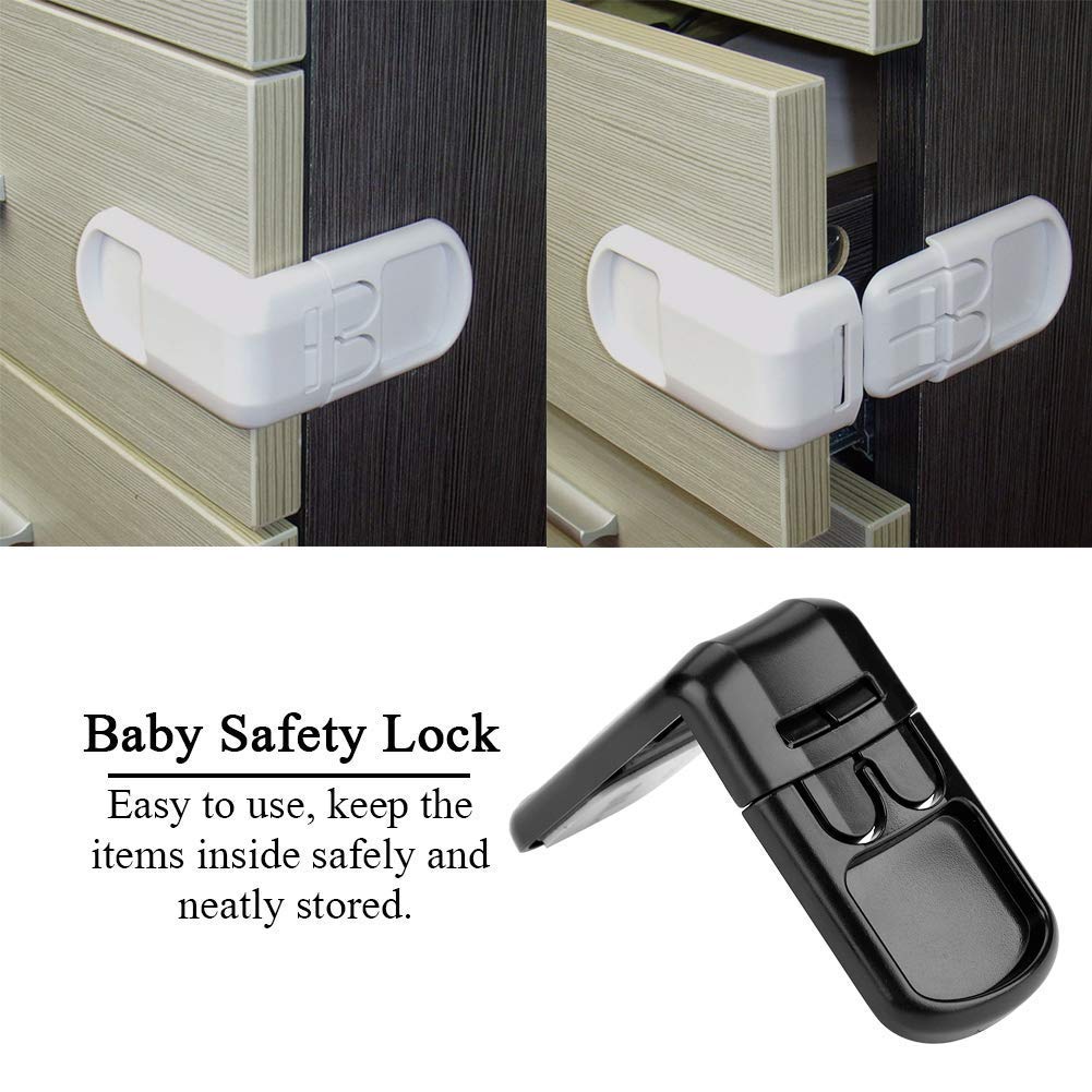 5Pcs Baby Safety Cabinet Locks - Child Proof Drawer & Door Locks for Kids - Black Child Safety Latches for Home Security - Perfect for Kitchen Cabinets, Bathroom Drawers & Nursery Furniture