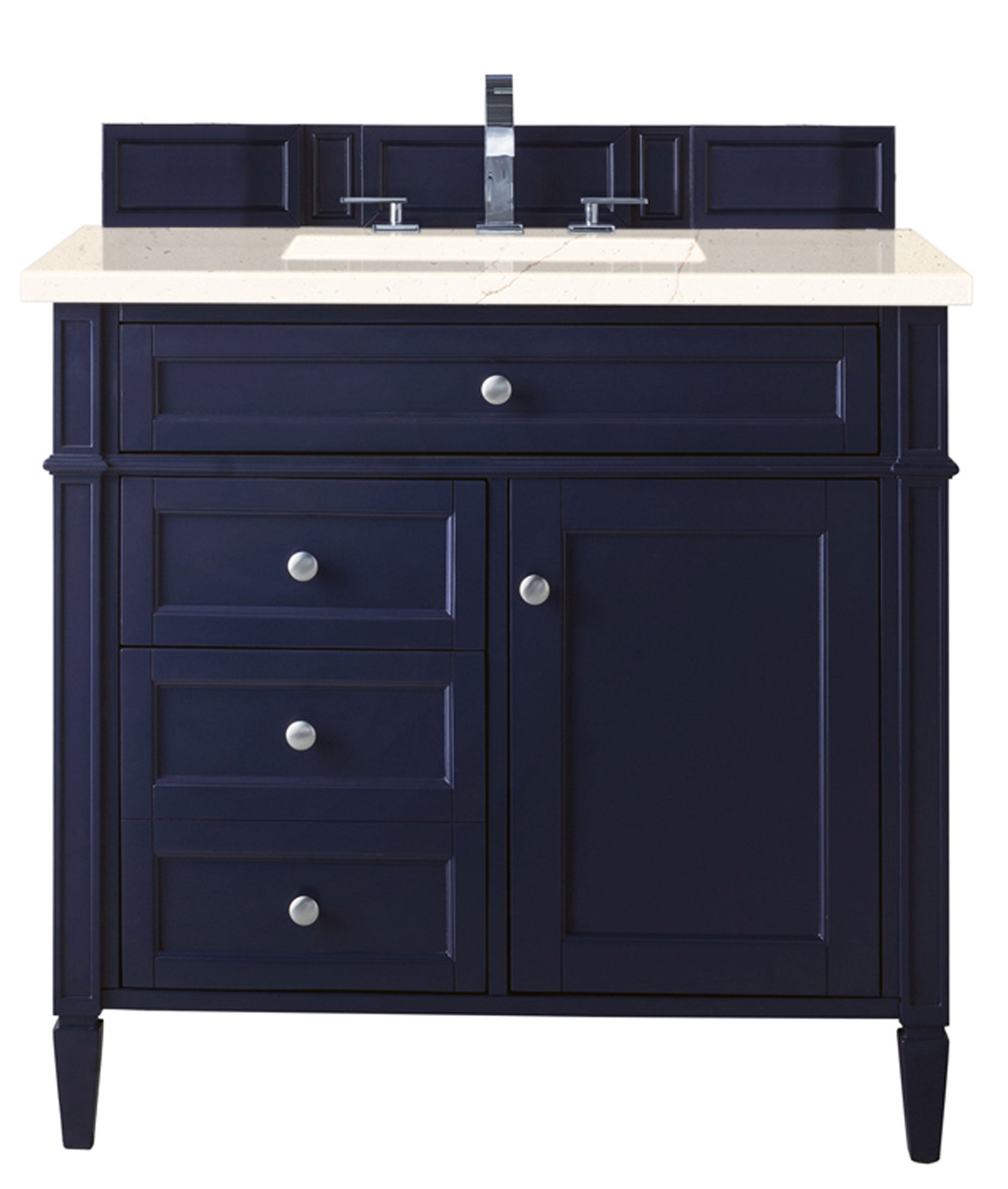 Brittany 36 Inch Victory Blue Bathroom Vanity with 3CM Eternal Marfil Quartz Countertop - Modern Single Sink Vanity for Small Bathrooms & Powder Rooms