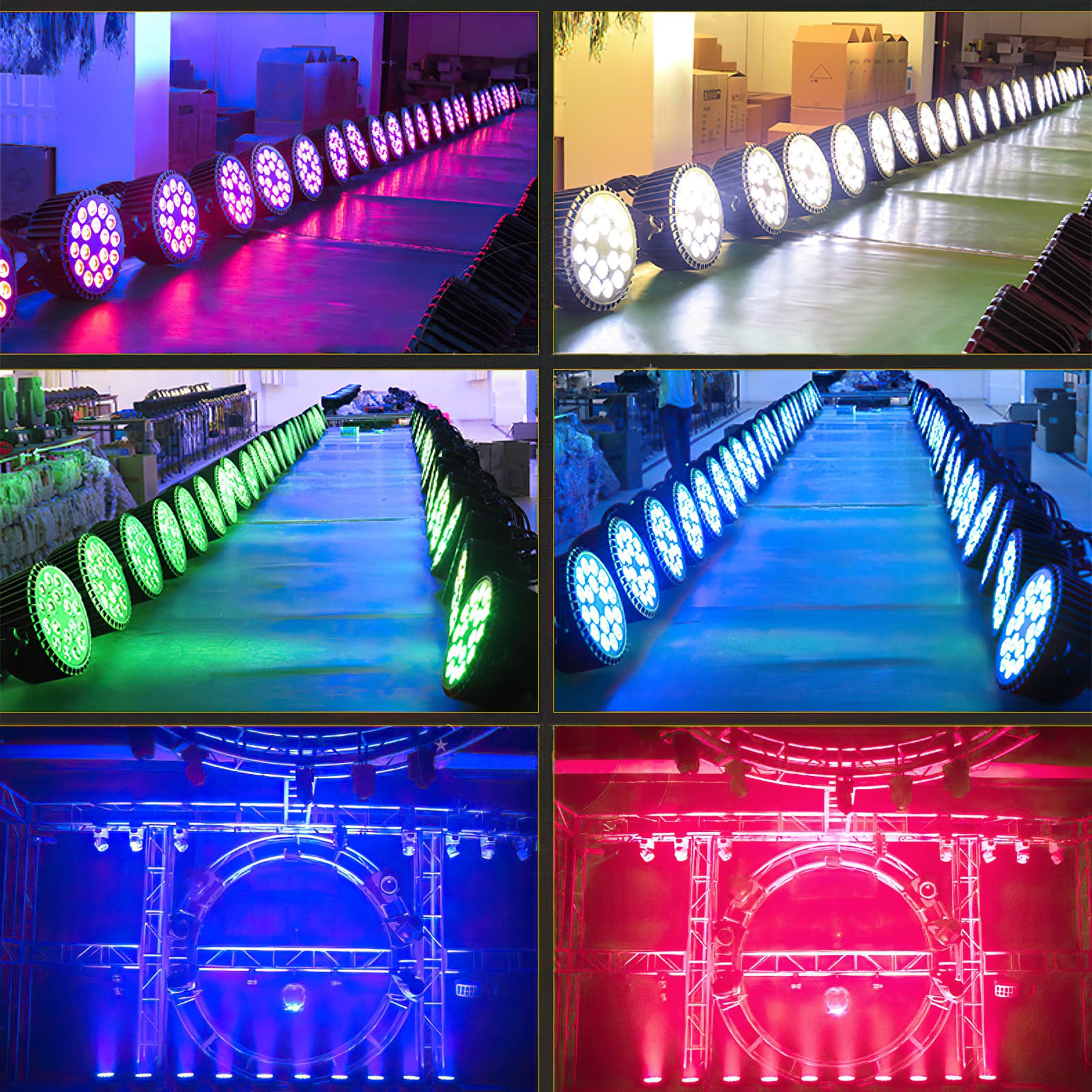 18x18W LED RGBWAUV 6-in-1 Par Can Lights - Professional DMX Stage Lighting & DJ Wash Lights with Sound Activation | Perfect for Weddings, Parties, Clubs & Live Events