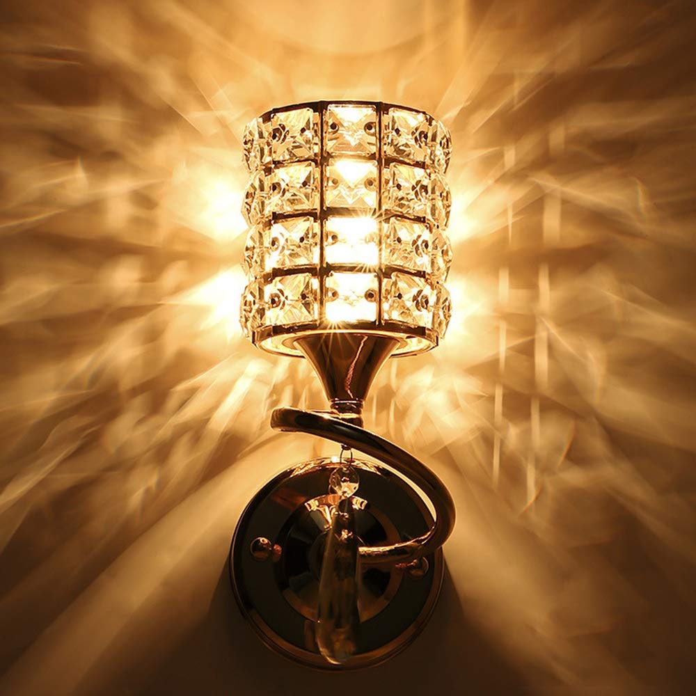 Modern Minimalist Wall Mounted Light - Crystal Pendant Sconce with E27 Base for Living Room, Bedroom, Kitchen & Restaurant | Warm White LED Lighting for Romantic Ambiance, Hallway & Aisle Decoration
