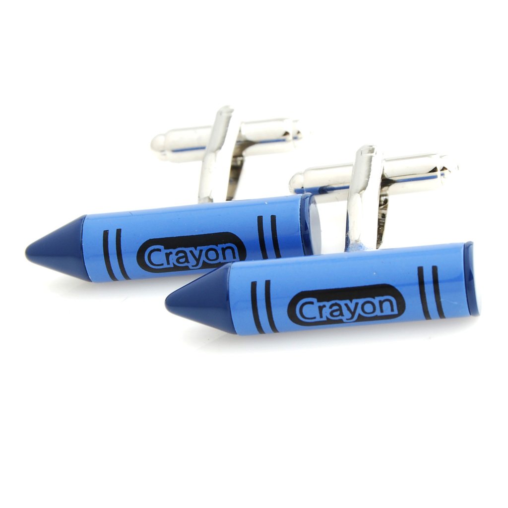Smart Novelty Blue Crayon Cufflinks for Men - Unique Gift for Weddings, Business Meetings & Formal Events