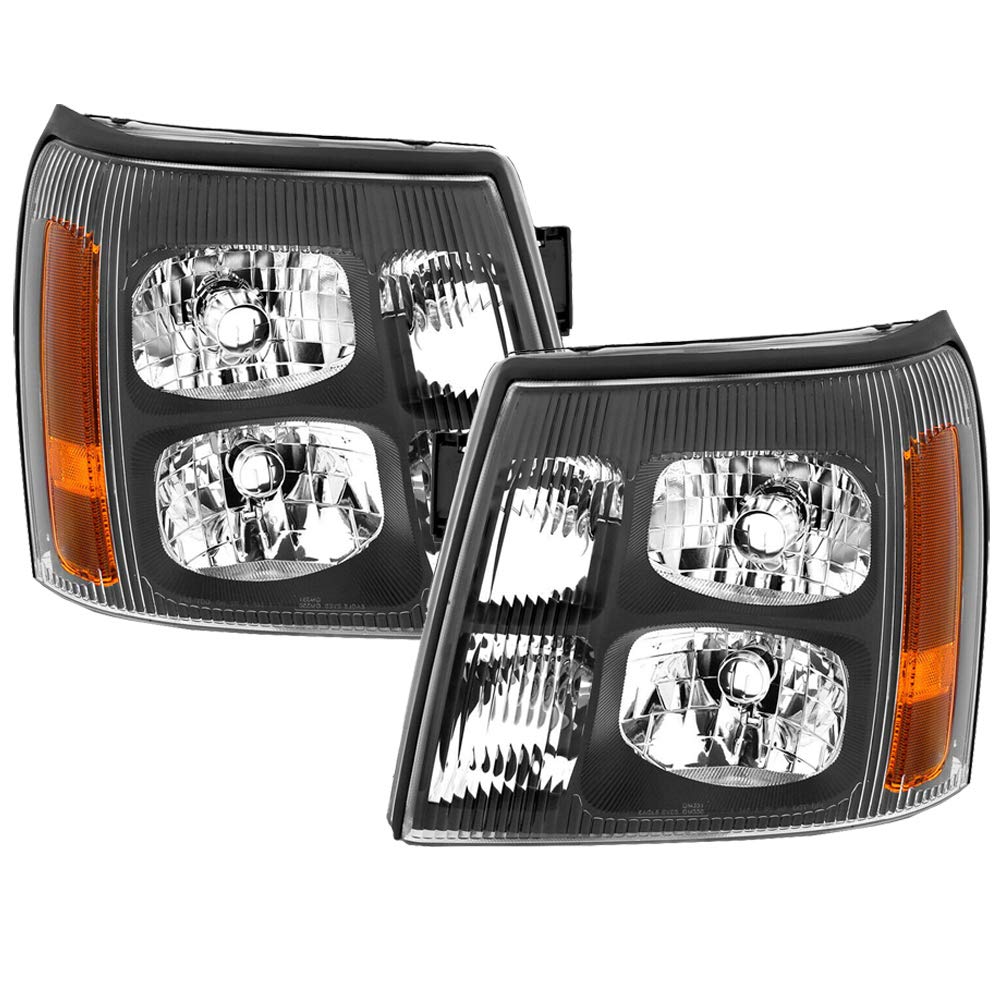 PERDE HID Headlights Compatible with 2003-2006 Cadillac Escalade & Escalade ESV - Black Housing with Clear Lens - Driver & Passenger Side Headlamps - Upgrade for Night Driving & Off-Road Adventures