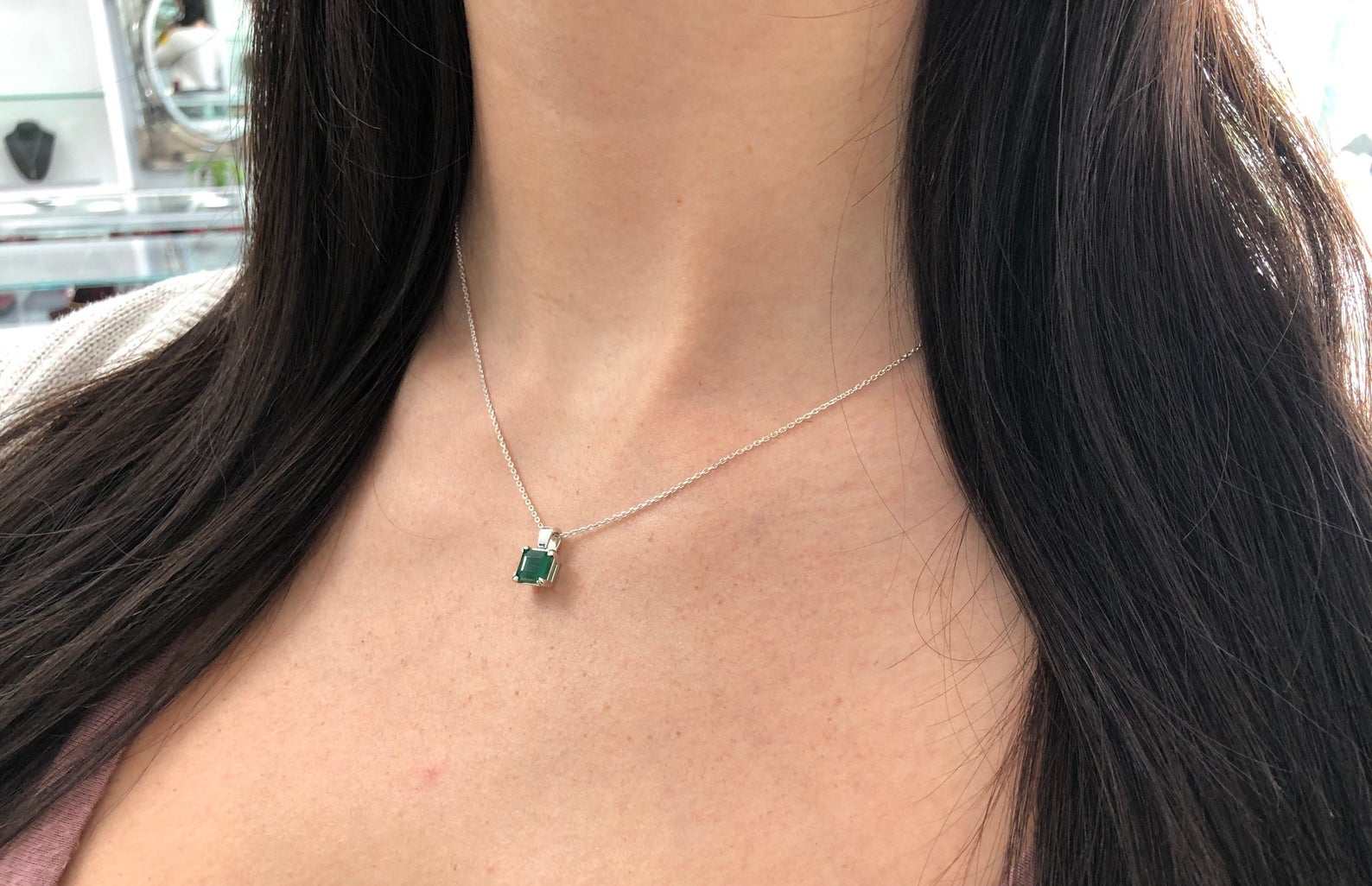 0.90 Carat Natural Emerald Pendant in 925 Sterling Silver - Elegant Jewelry Gift for Women, Birthday, Anniversary & Special Occasions