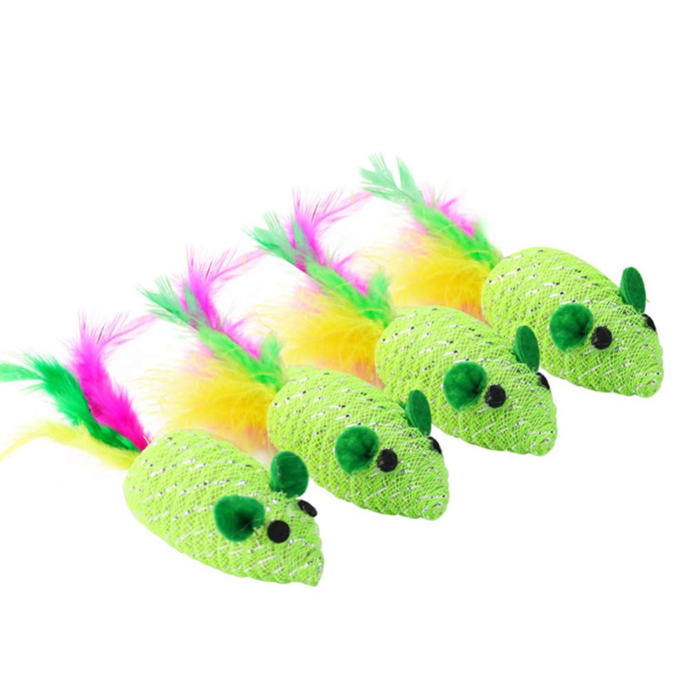 Balacoo 5pcs Interactive Kitten Toys - Plush Mice Cat Toys for Play & Exercise, Fun Teaser Toys for Kittens (Green) - Perfect for Indoor Play, Training & Bonding with Your Cat