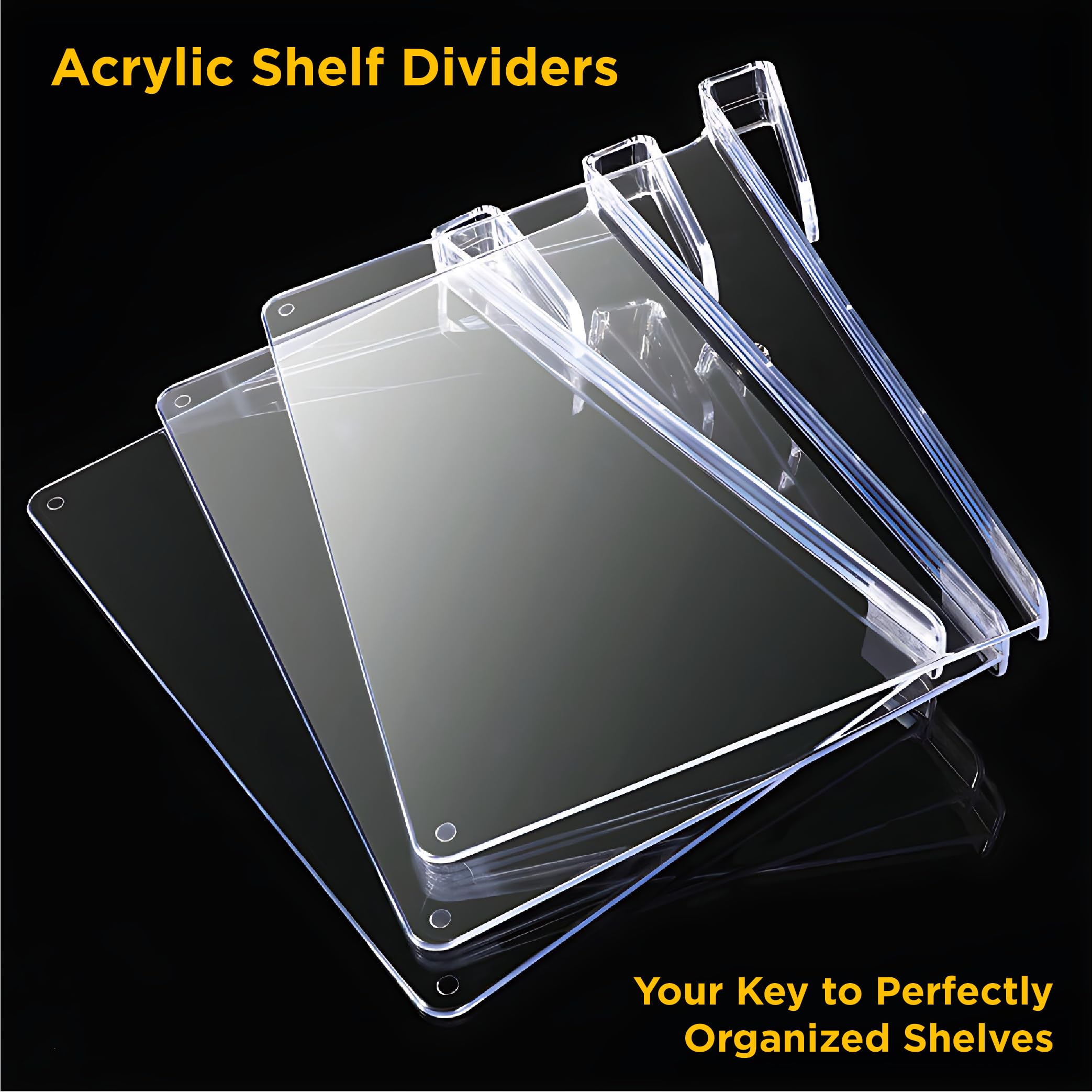 Clear Acrylic Shelf Dividers for Closet Organization - 4 Pack Plastic Shelf Organizers for Clothes, Purses & Storage - Perfect for Bedroom, Kitchen & Office Shelves - Space Saving Home & Office Organization Solution
