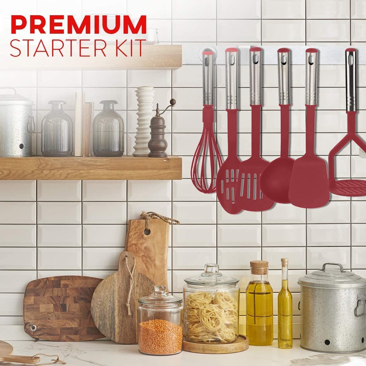 39-Piece Premium Nonstick Baking Pan Set - BPA Free Bakeware with Cookie Sheets, Muffin Pan, Cake Pan & Red Kitchen Utensils - Perfect for Home Baking, Holiday Treats & Professional Pastry Making