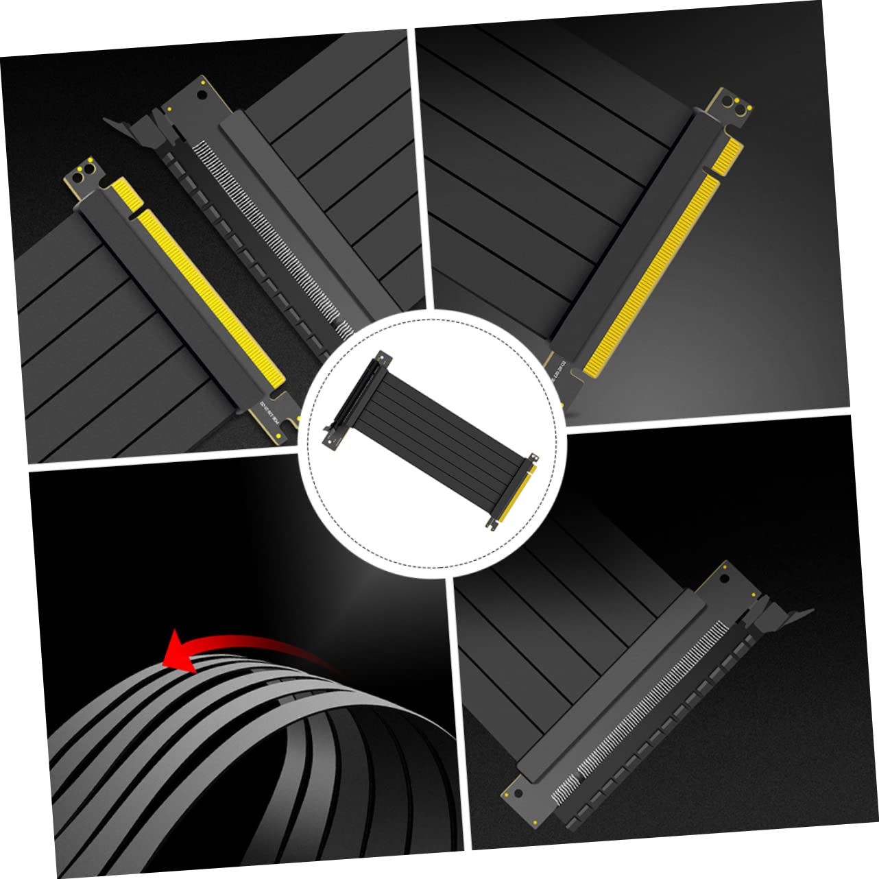 Gatuida 50cm Right Angle PCIe Riser Cable - Stable Signal Transfer for GPU, Motherboard & PC Components | Perfect for Cryptocurrency Mining, Gaming Rigs & Compact PC Builds