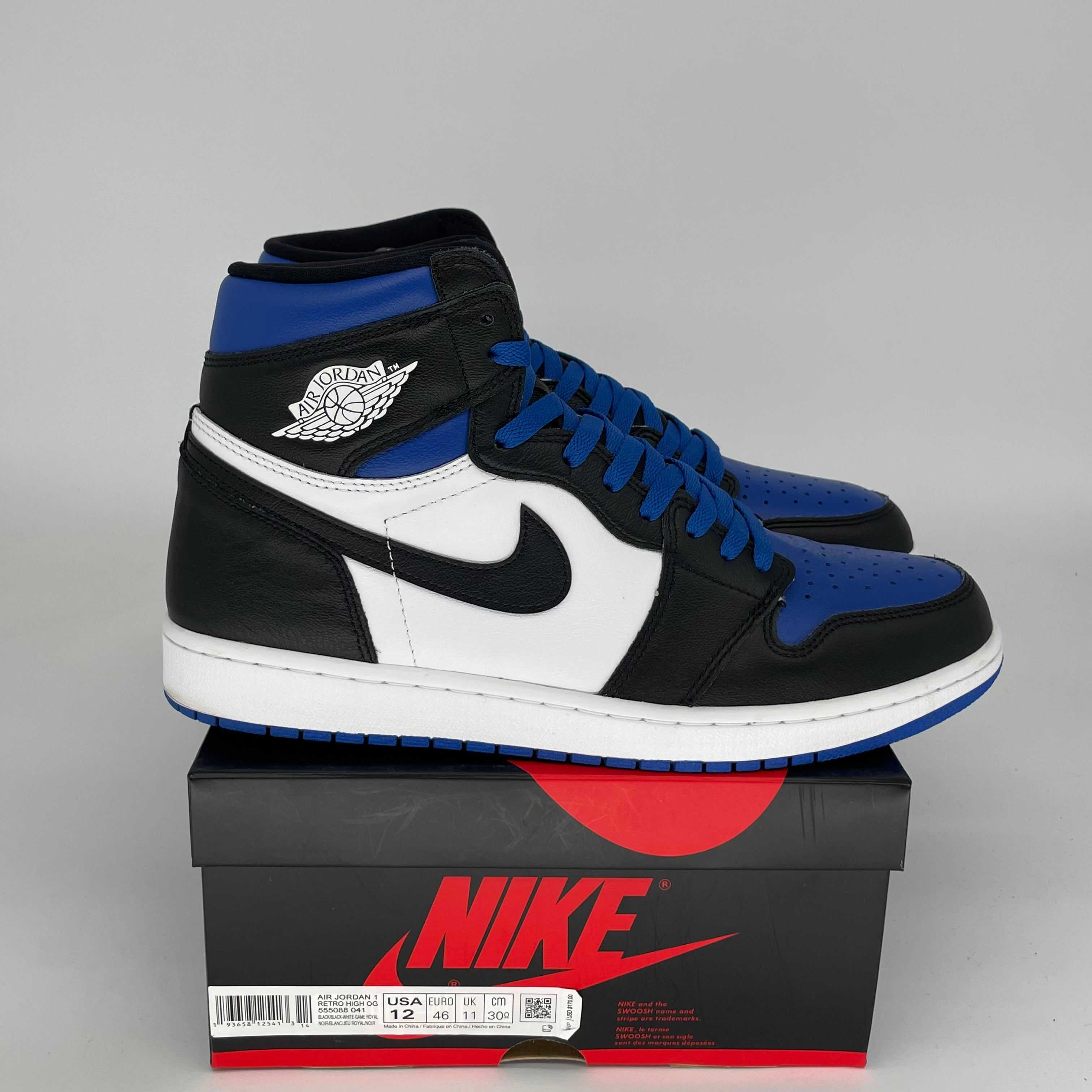 AIR JORDAN 1 ROYAL TOE Men's Basketball Shoes Size 12 - 555088-041 | High-Top Sneakers for Streetwear & Court Performance