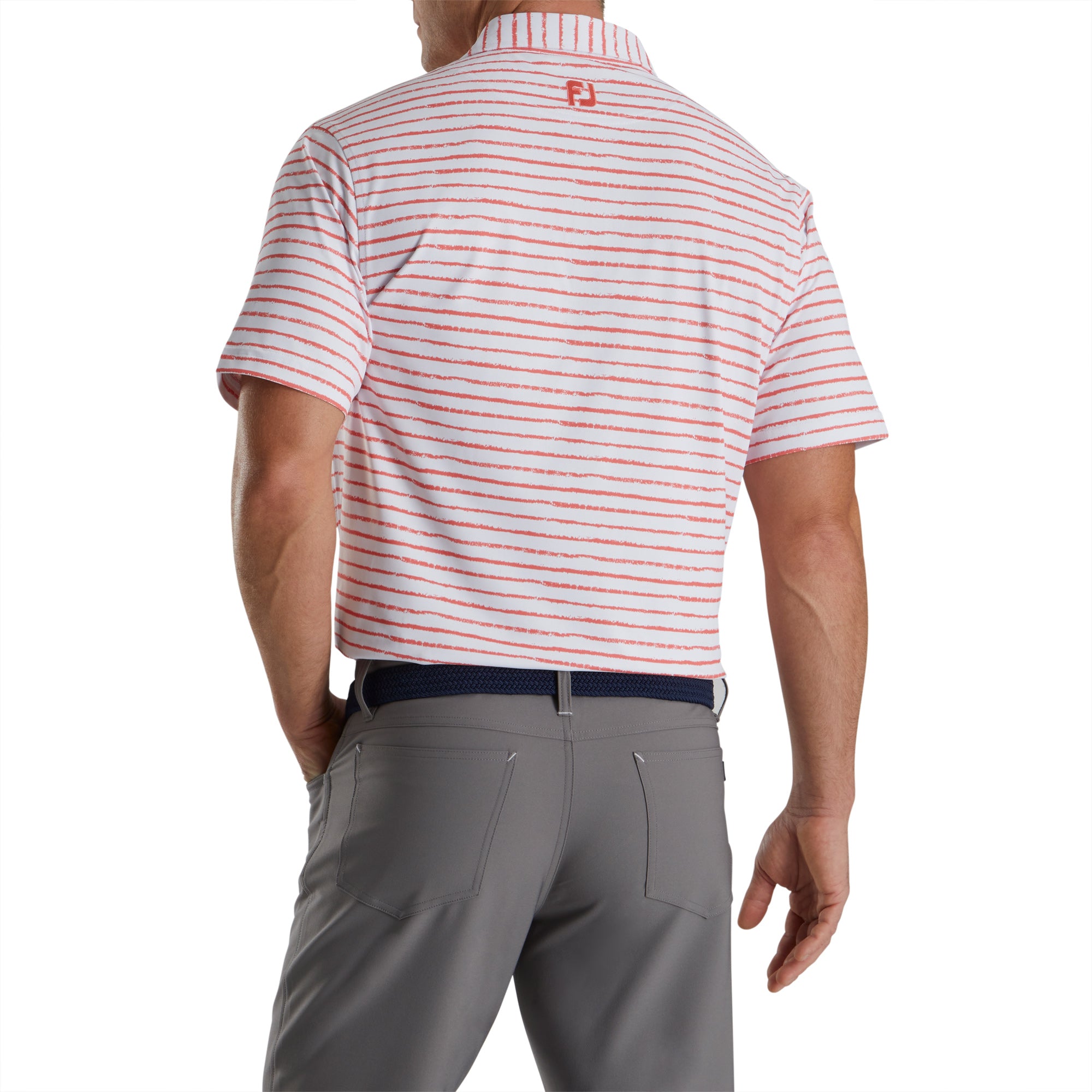 FootJoy Chalk Line Print Stretch White Men's Golf Polo Shirt - Moisture-Wicking & Breathable for Comfort on the Golf Course