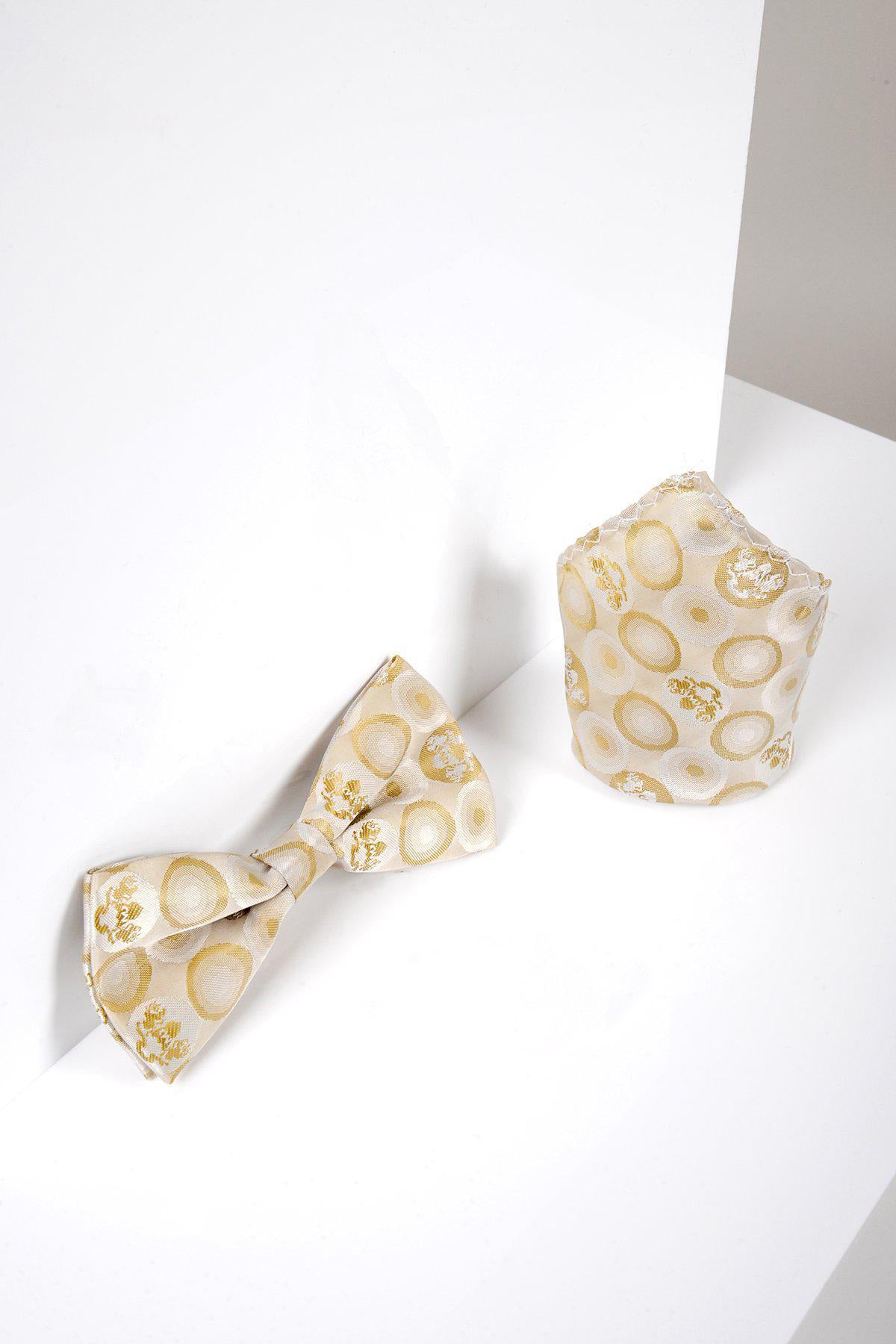 Stylish Stone Bubble Circle Print Bow Tie and Pocket Square Set for Men - Perfect for Weddings, Parties & Formal Events