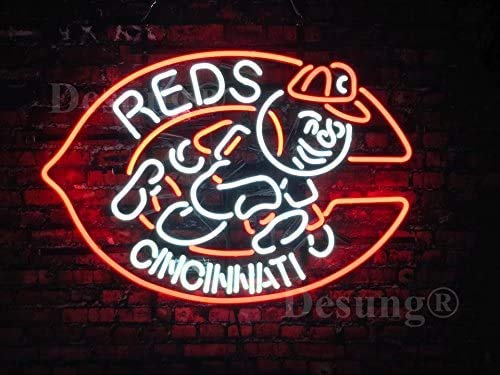 **Cincinnati Sports Team Red Neon Sign - 24x20 Inch Real Glass Beer Bar Light for Man Cave & Pub Decor - Perfect for Game Nights & Themed Parties**