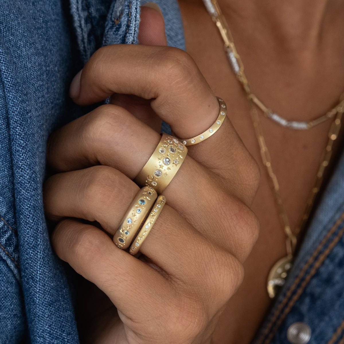 Rose Cut Celestial Band Ring - Vintage Inspired Celestial Jewelry for Women - Perfect for Weddings, Anniversaries & Romantic Gifts