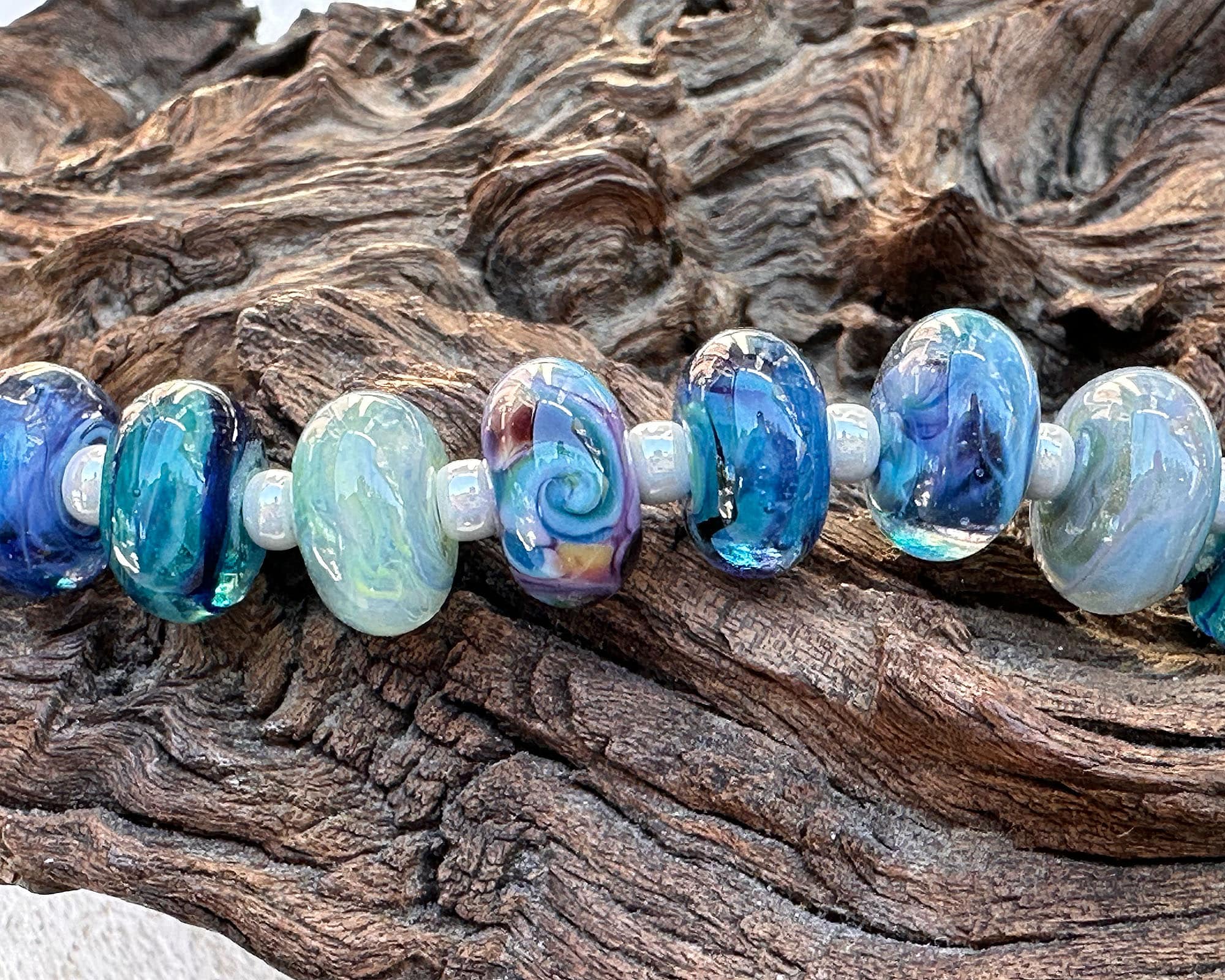 13pcs Ocean Blue Handmade Lampwork Glass Beads for Jewelry Making - DIY Bracelet, Necklace, Earrings Craft Supplies - Perfect for Gifts & Boho Style Accessories