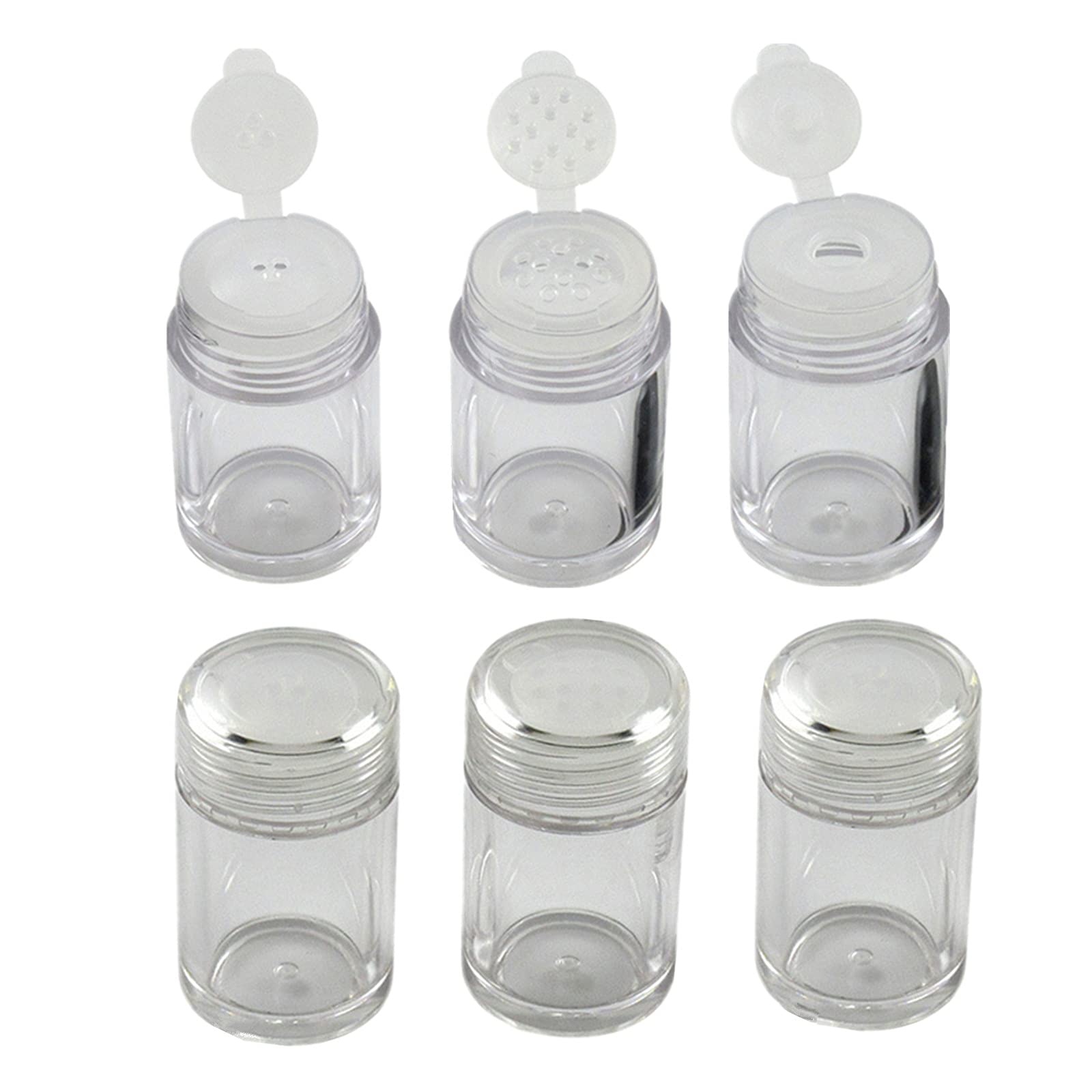 6-Pack 10ml Clear Empty Cosmetic Powder Jars - Refillable Travel Containers for Loose Powder, Glitter & Eyeshadow | Perfect for Makeup Artists & Travelers