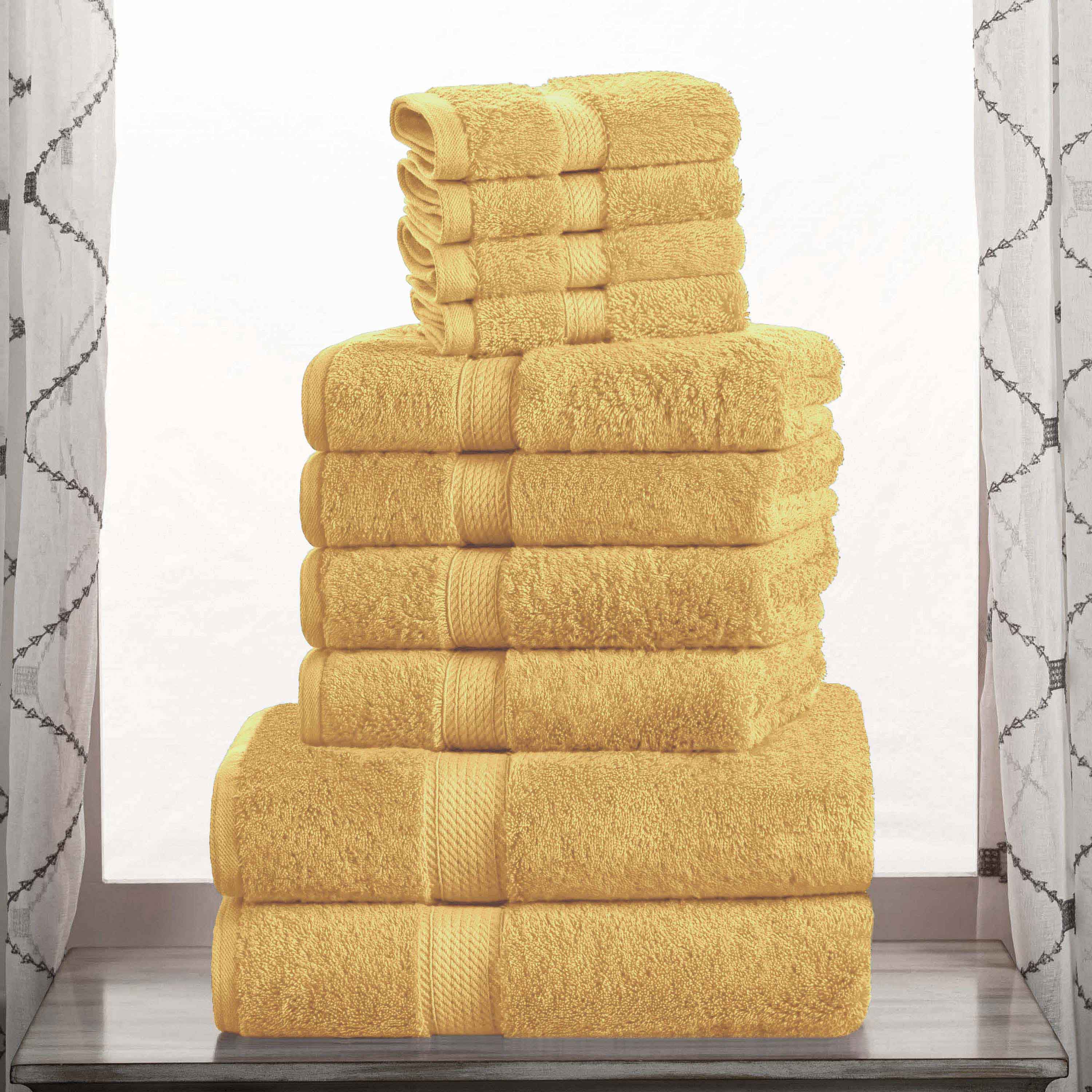 Premium Egyptian Cotton 10-Piece Towel Set - Ultra Soft, Heavyweight & Plush for Bath, Spa & Luxury Home Use