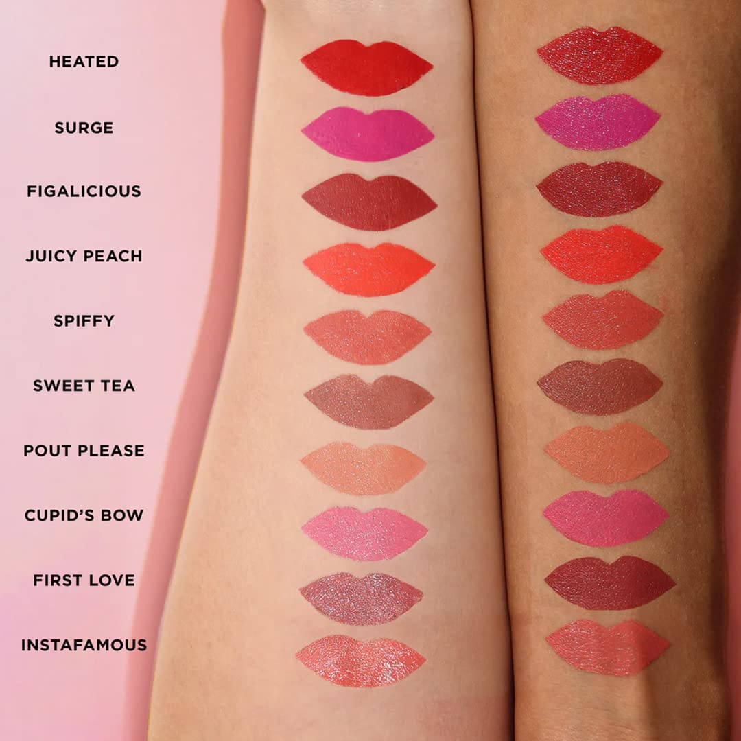 L.A. Girl Pretty & Plump Lipstick - 10 Creamy Lip Colors with Vitamin E & Shea Butter | Plumping, Moisturizing Lipstick with Minty Tingle | Instafamous Makeup for Full Lips | Perfect for Daily Wear, Parties & Photo Shoots (3.2g)