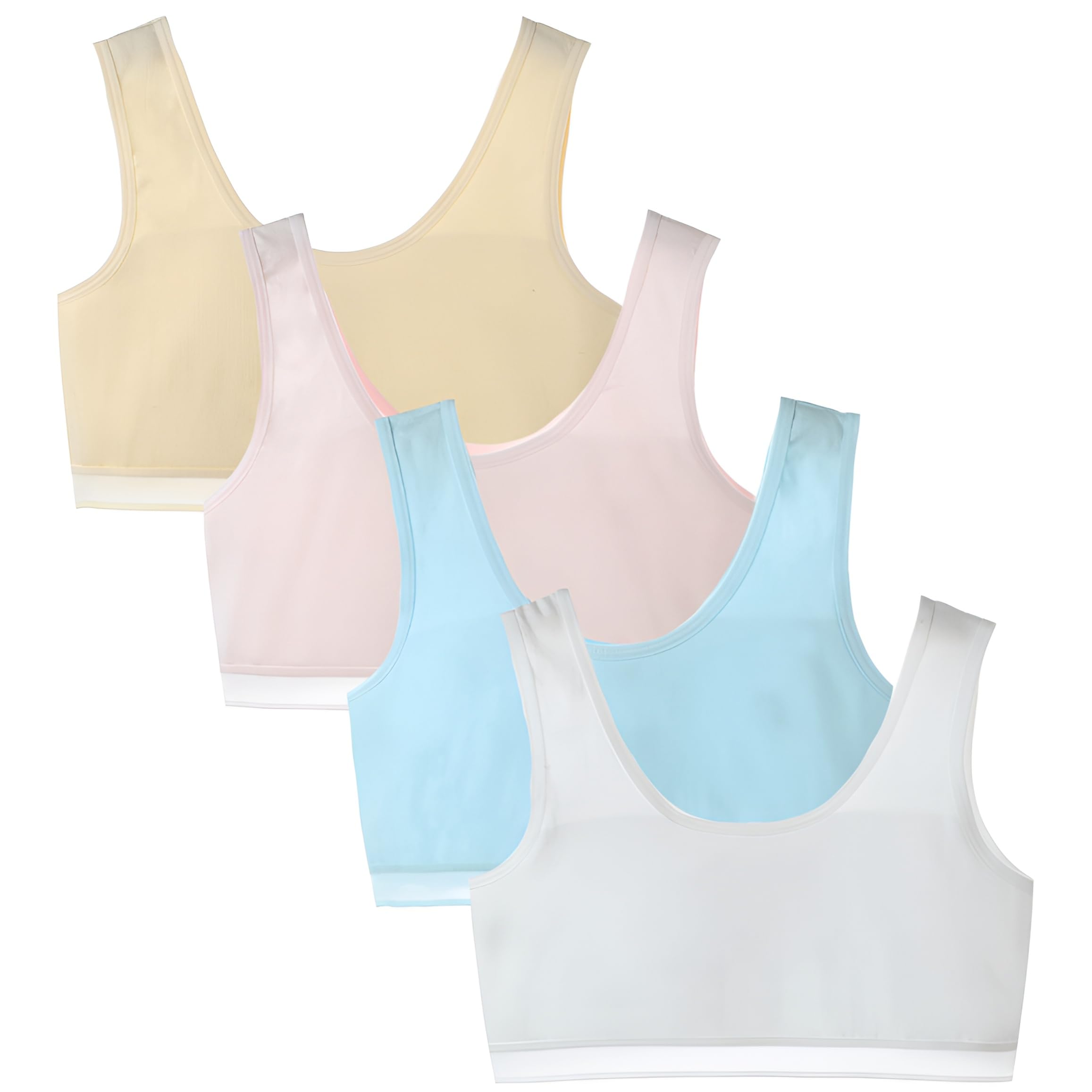 Girls Training Bras - Striped Stretch Seamless Crop Cami Sports Bra for Teens & Tweens | Comfortable Workout, Yoga & Everyday Wear