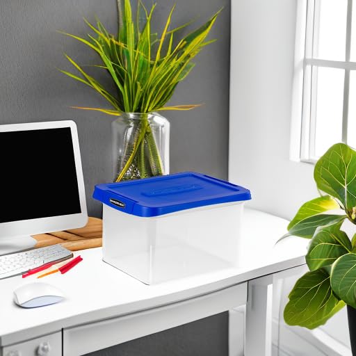 Heavy Duty Plastic File Box with Hanging Rails - Letter/Legal Size Storage Organizer - 1 Pack (0086205) - Perfect for Office Document Filing, Home Organization & School Supplies