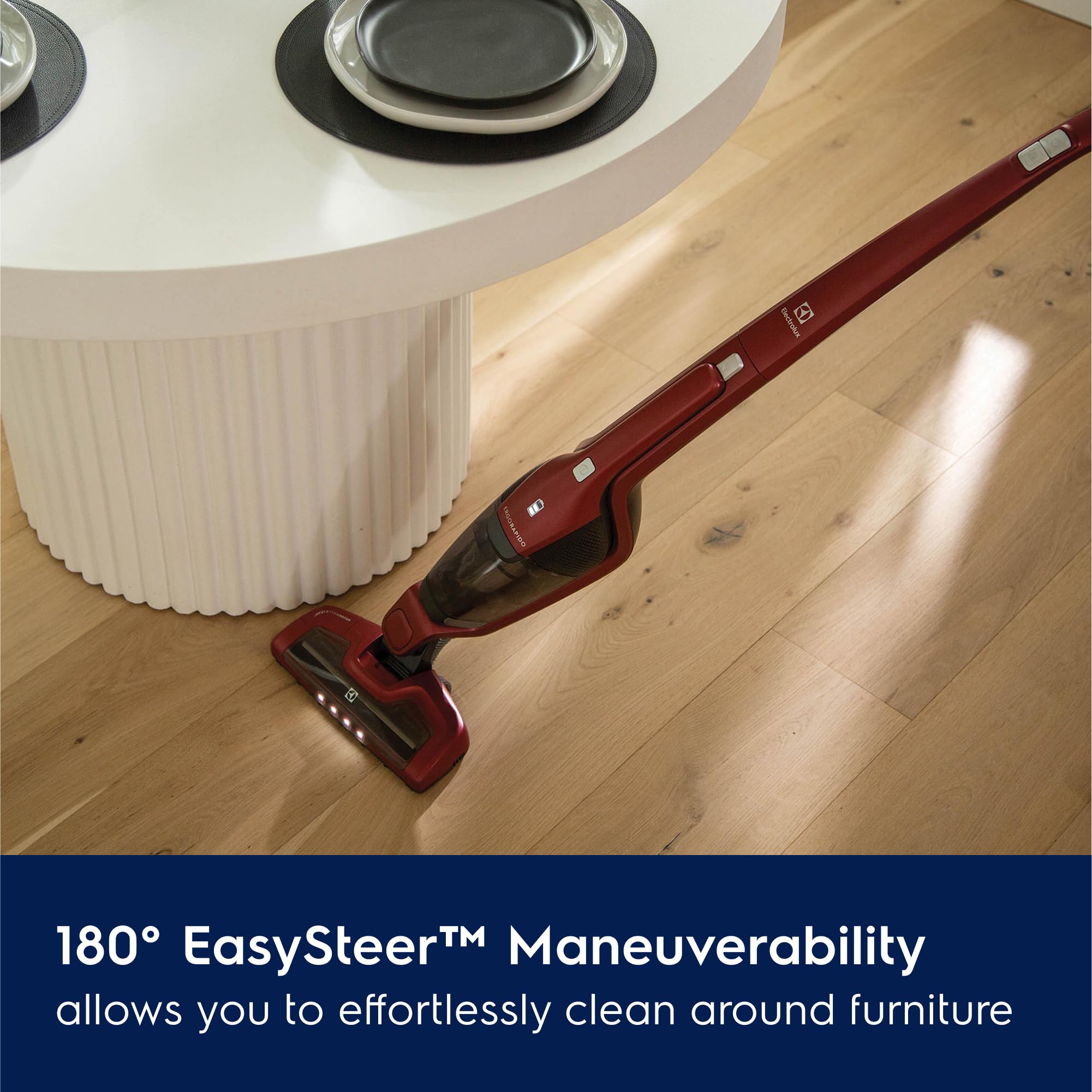 Electrolux Ergorapido Pet Cordless 2-in-1 Stick & Handheld Vacuum Cleaner with Motorized Brush - Powerful Pet Hair Removal, 48 Min Runtime, 2 Speed Modes, Lightweight for Hard Floors & Carpets - Perfect for Pet Owners & Allergy Sufferers (Chili Red)