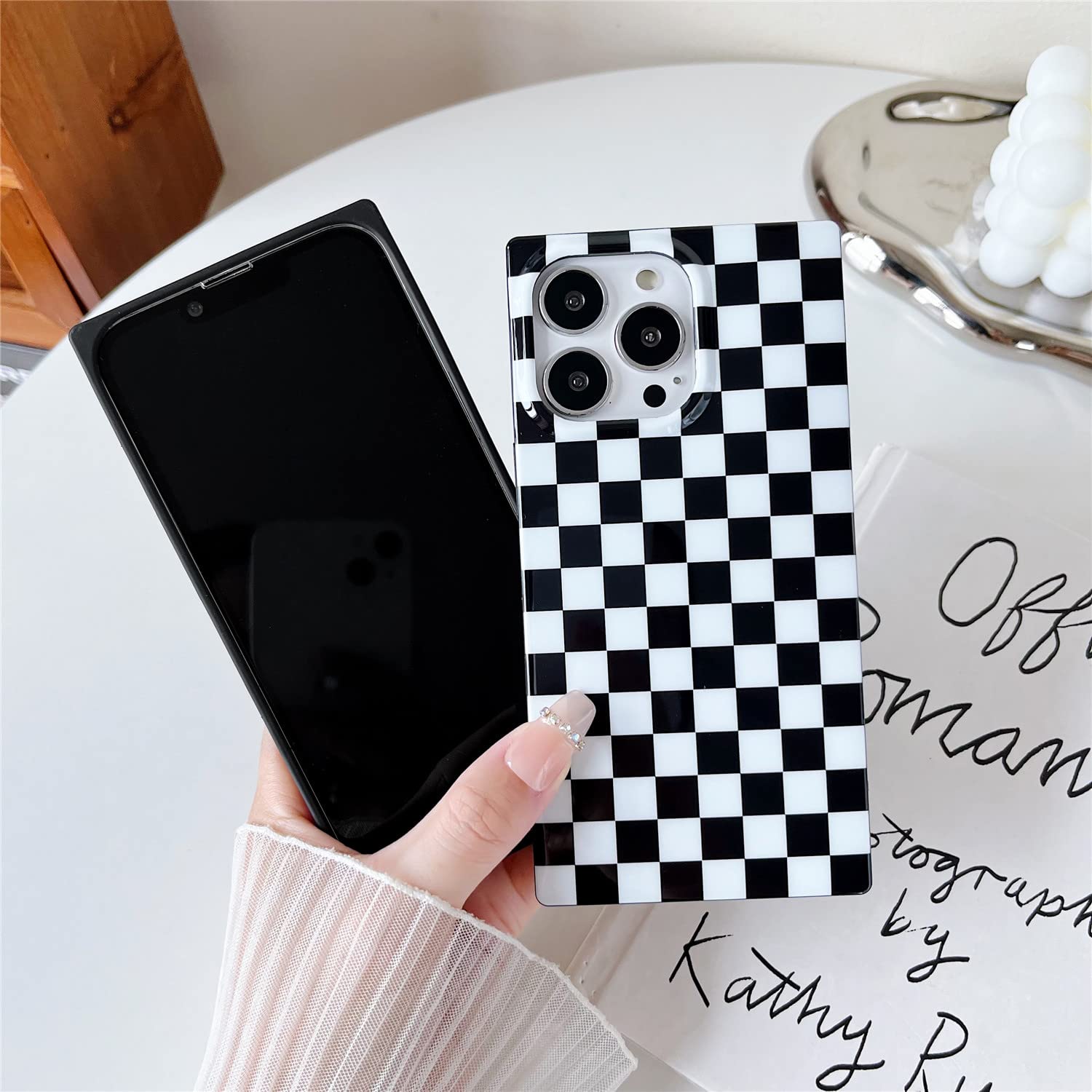 Cocomii Rectangle Geometric Pattern Phone Case for iPhone 13 Pro Max 6.7 inch - Glossy Protective Cover with Checkered Design for Women, Men & Girls - Perfect for Everyday Use, Work & Travel