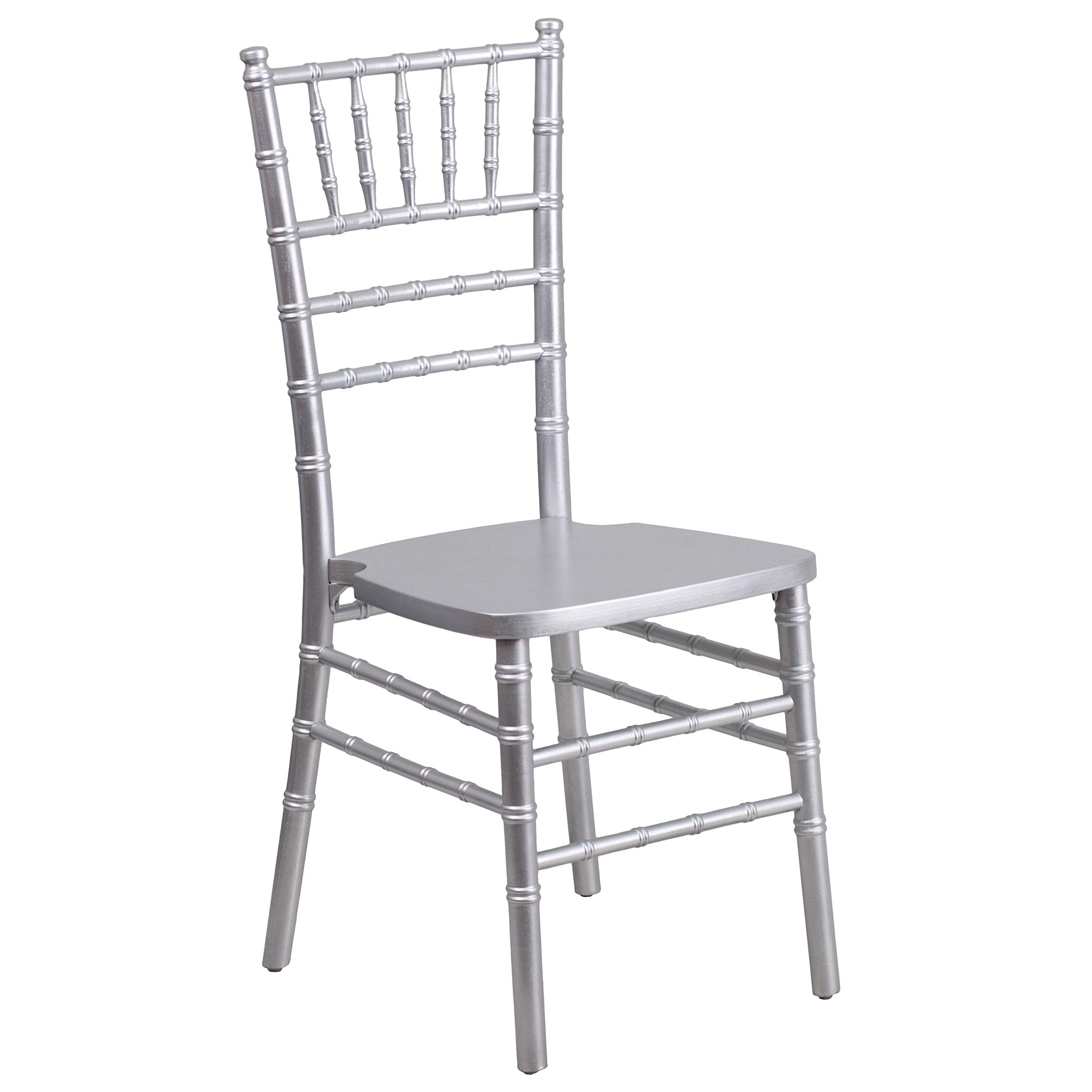 Flash Furniture 2-Pack HERCULES Series Silver Wood Chiavari Chairs - Elegant Event & Wedding Seating for Banquets, Parties & Home Decor