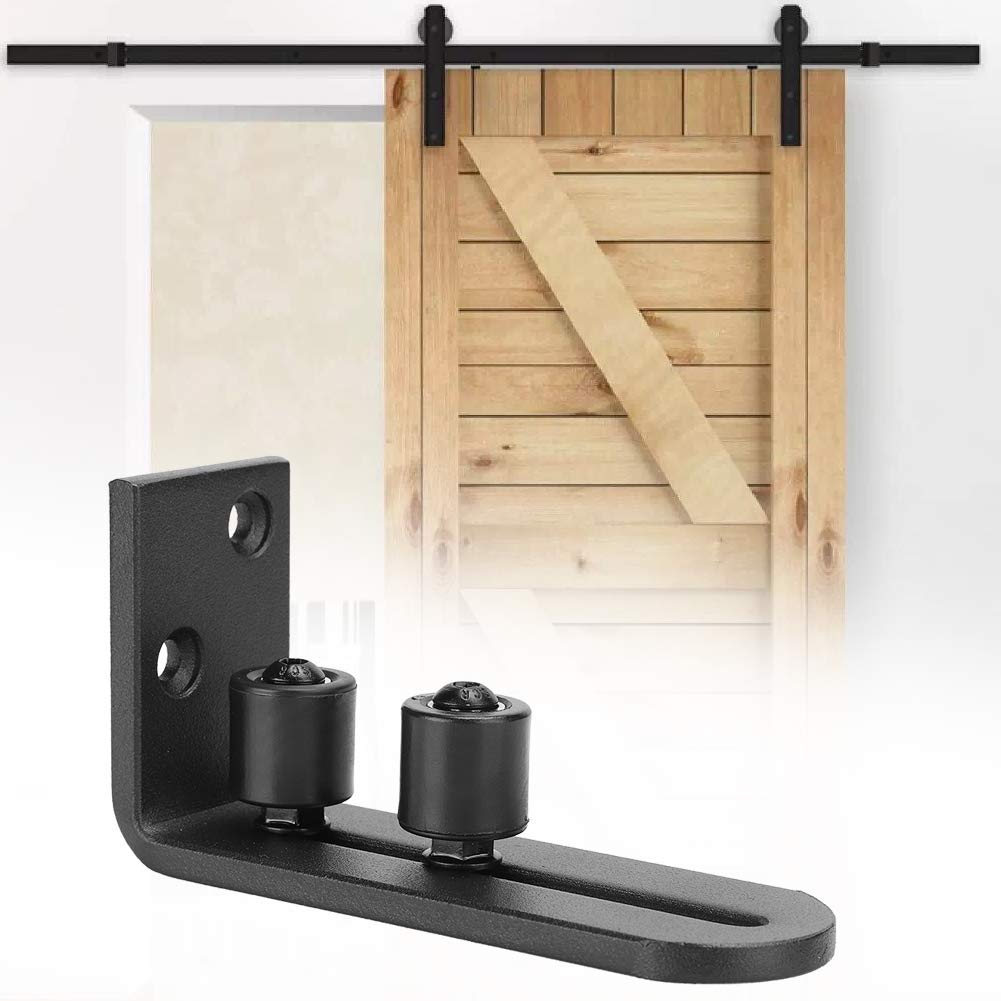 Sliding Barn Door Guide - Carbon Steel Floor Roller with Black Flush Bottom Design | Non-Scratch Rollers for Smooth Operation | Perfect for Barn Doors, Closet Doors & Room Dividers | Durable Door Hardware Fittings for Home & Office