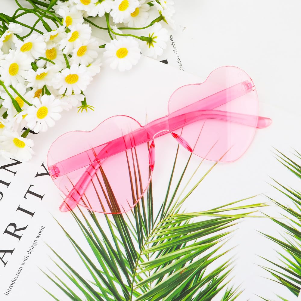 Stylish Pink Heart Sunglasses for Women - Trendy Heart Shaped Glasses for Bachelorette Party, Halloween & Summer Outfits - Bulk Sunglasses Pack for Fashion Accessories
