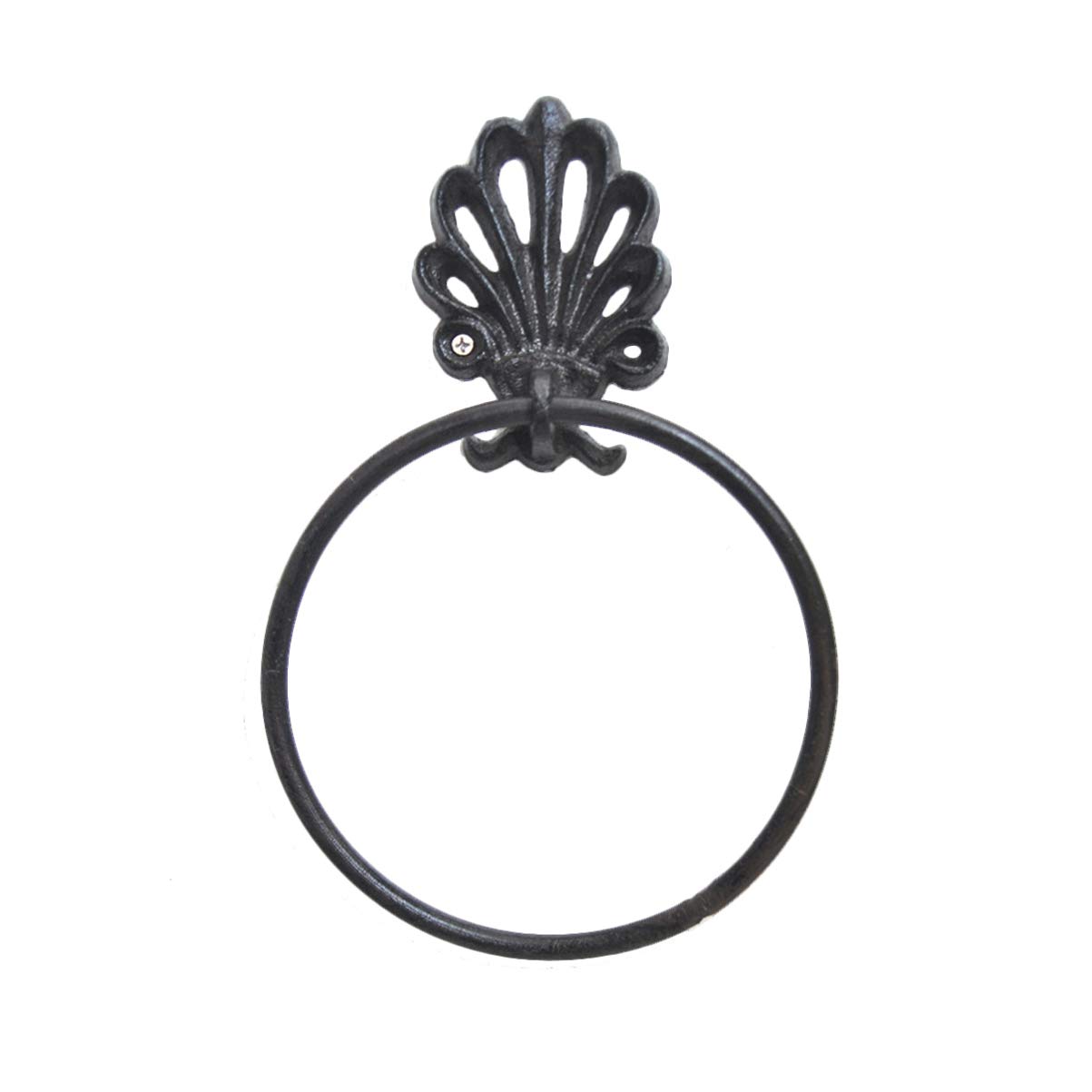 Vintage Wrought Iron Towel Ring Holder - Round Bathroom Towel Rack for Washcloths & Hand Towels - American Style Home Decor Accessory for Toilet, Kitchen & Vanity Organization