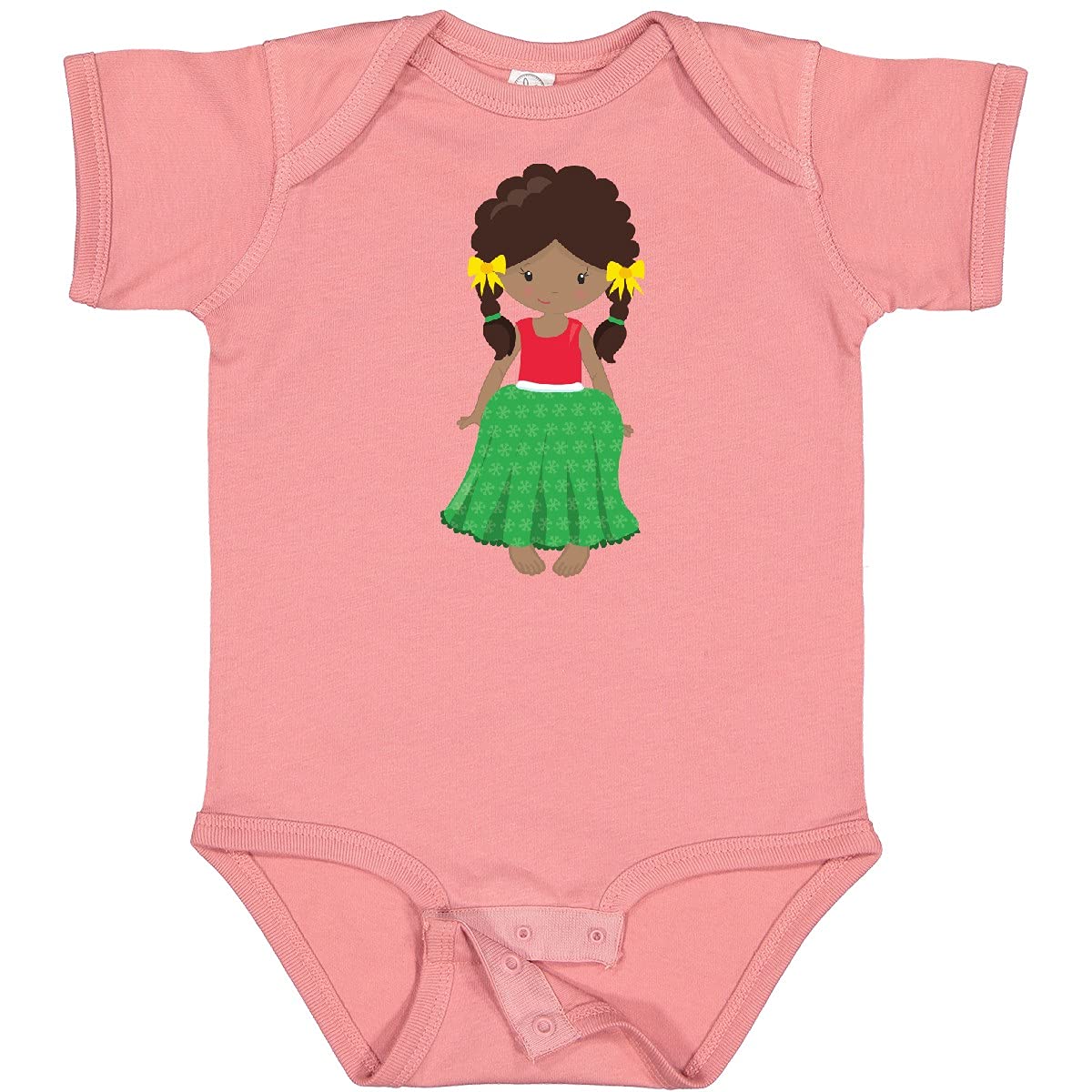 Inktastic African American Girl Fashion Baby Bodysuit - Green Skirt Design for Casual Wear, Family Outings & Photo Shoots