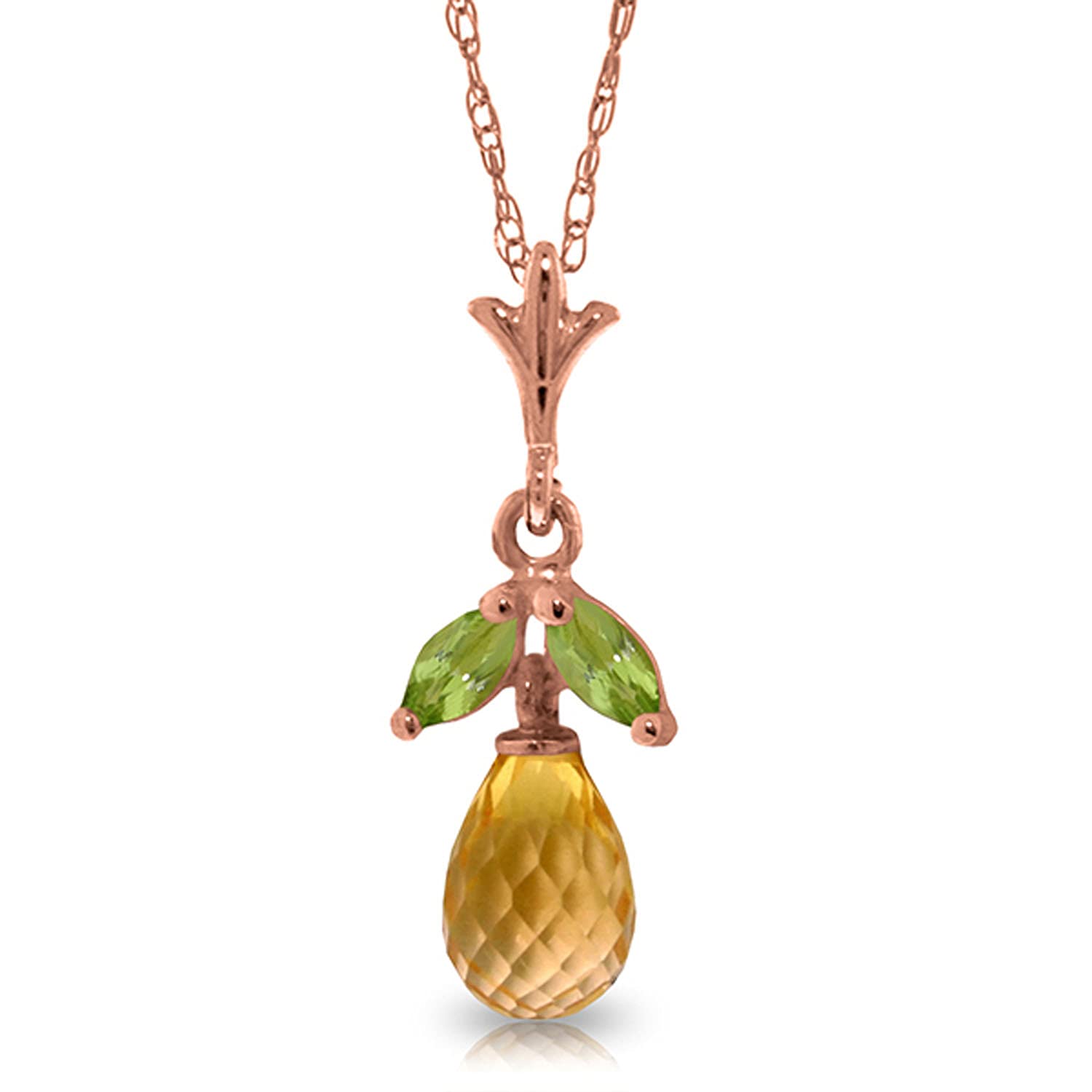14K Yellow, White & Rose Gold Necklace with Citrine & Peridot Gemstones - Elegant Galaxy Gold GG Jewelry for Women, Perfect for Weddings, Parties & Special Occasions