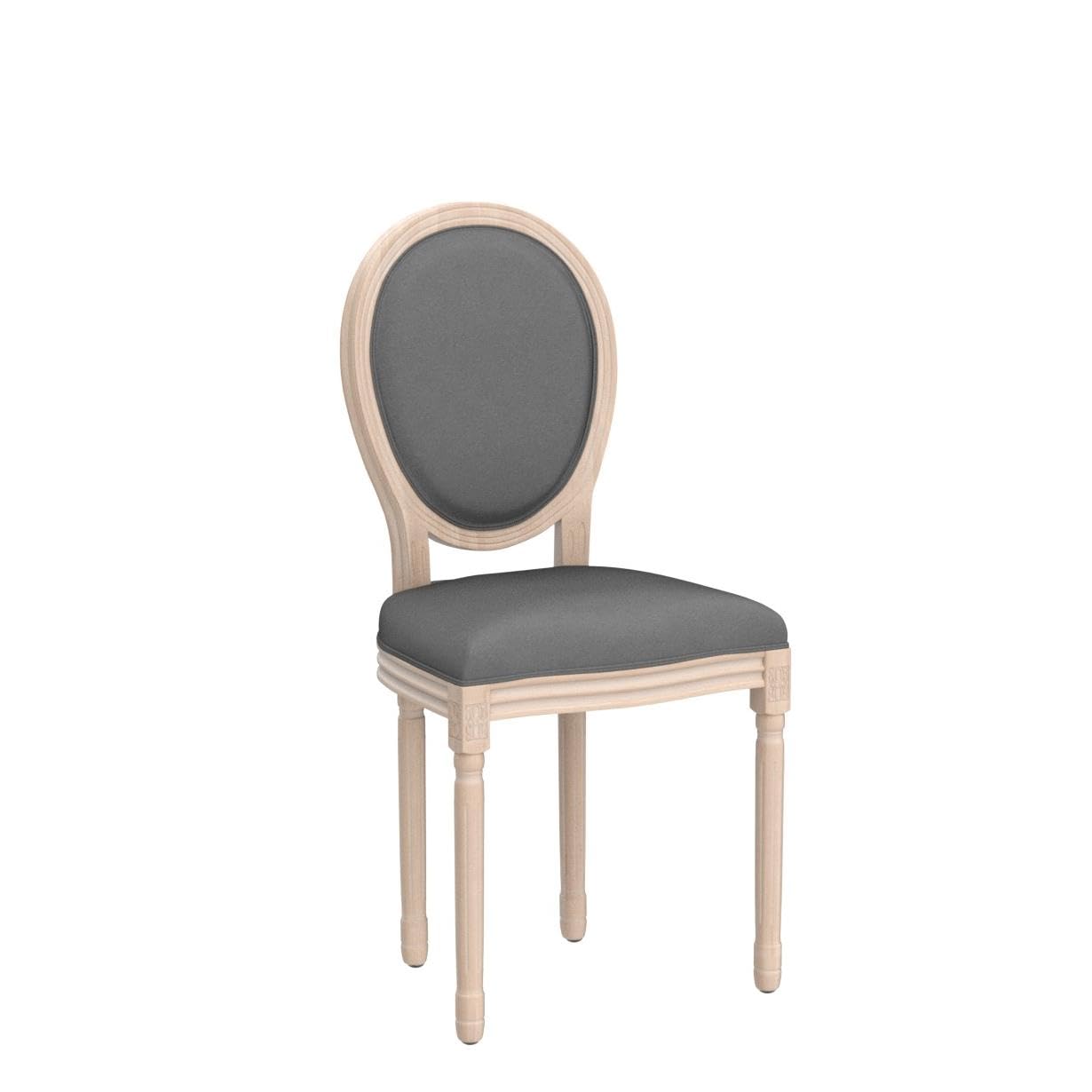 BELLEZE Farmhouse Dining Chairs Set of 2 - Upholstered Kitchen Chairs with Round Back & Solid Wood Legs, Elegant Accent Side Chairs for Dining Room, Living Room, Bedroom (Aubree Grey) | Perfect for Farmhouse Decor, Small Spaces & Cozy Home Dining