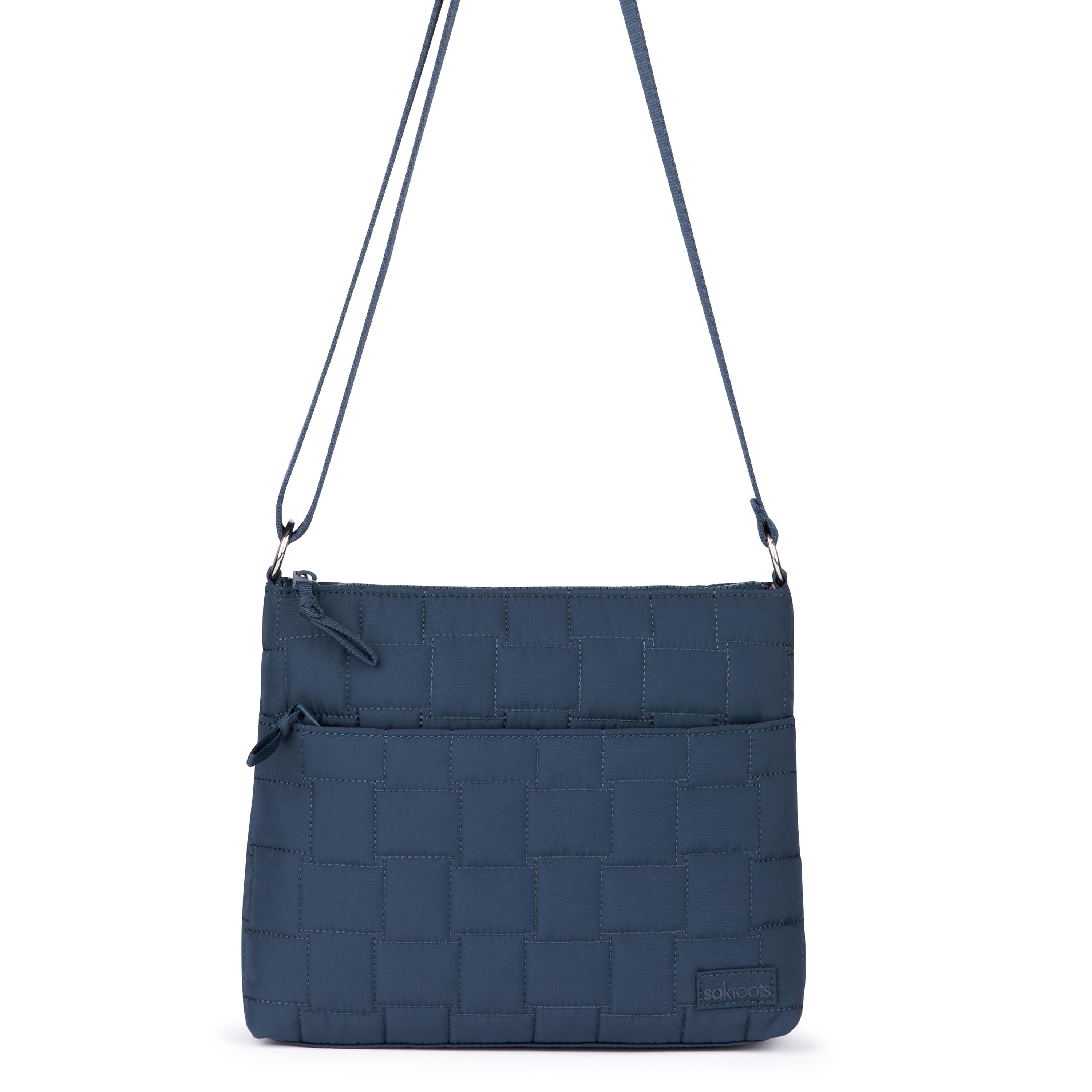 Eco-Friendly Crossbody Bag - Indigo Woven Quilted Design - Lightweight & Durable for Travel, Shopping & Daily Use