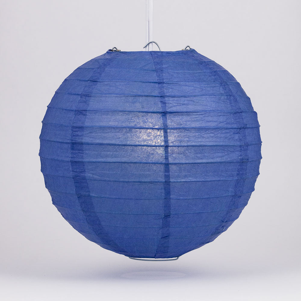4 Pack Dark Blue Round Paper Lanterns with Even Ribbing - Hanging Party Decorations for Weddings, Birthdays & Home Decor (String Lights Sold Separately)