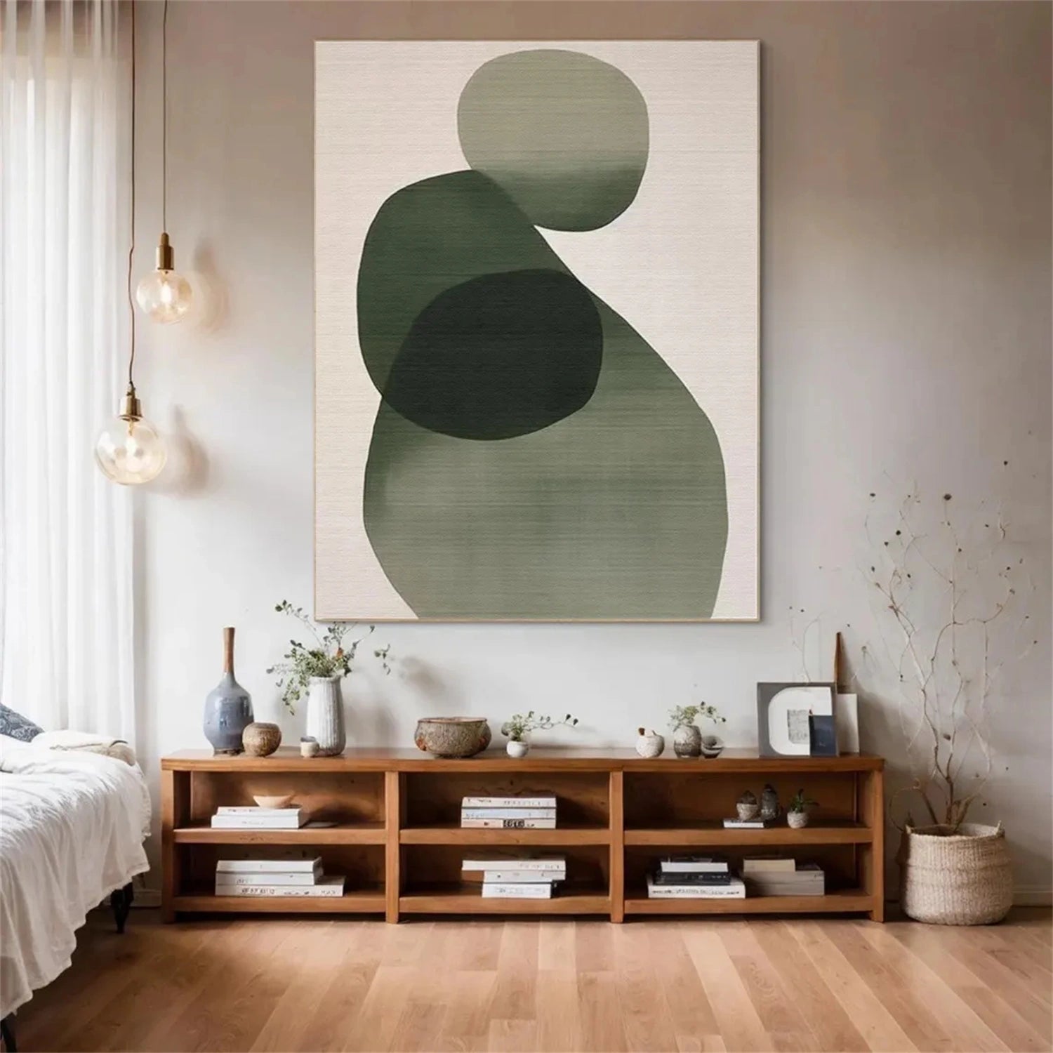 Blue & Green Abstract Canvas Wall Art #BG089 - Modern Home Decor for Living Room, Bedroom & Office
